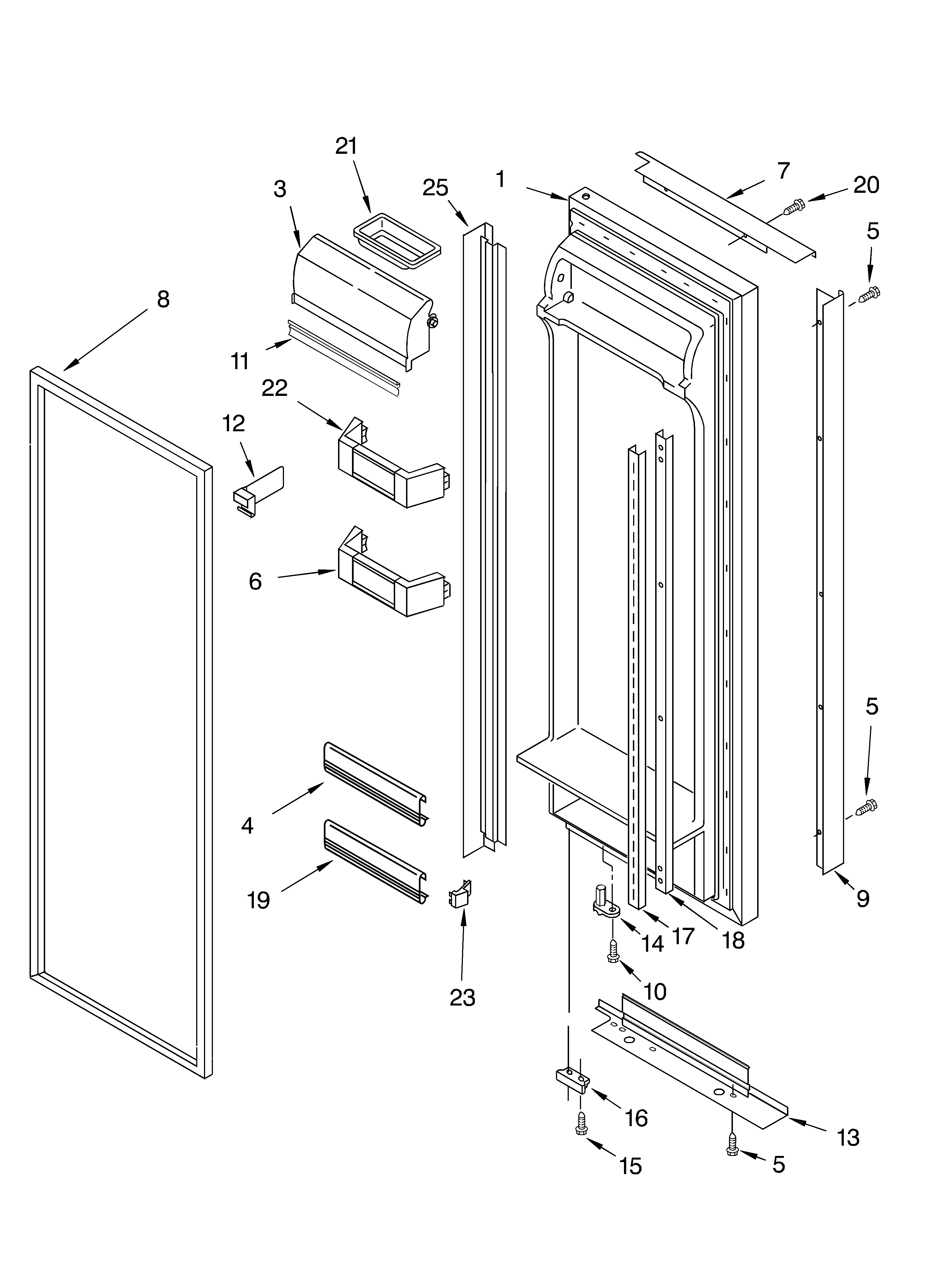 KitchenAid KSBS25FKBT01 refrigerator door diagram