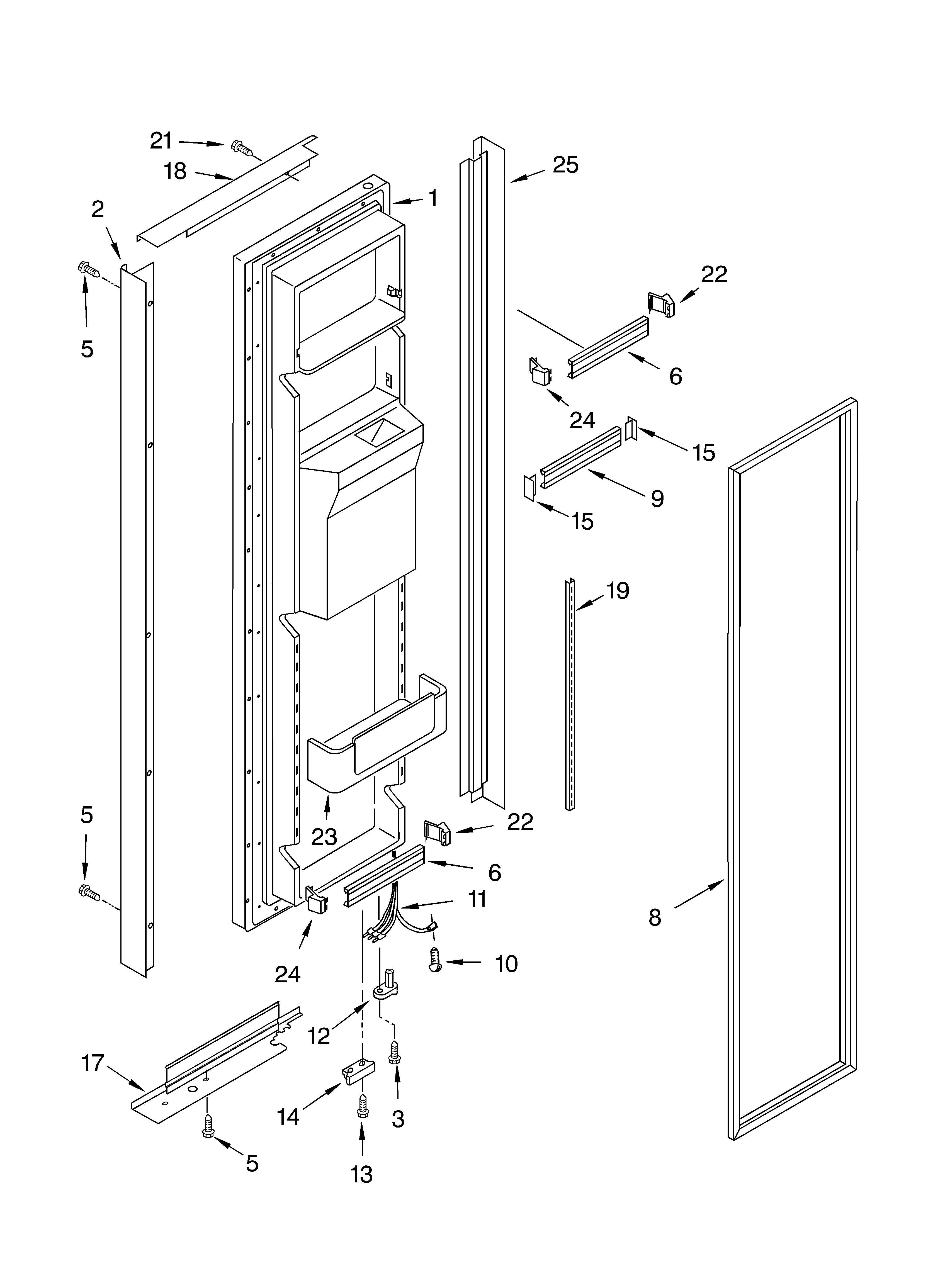KitchenAid KSBS25FKBT01 freezer door diagram