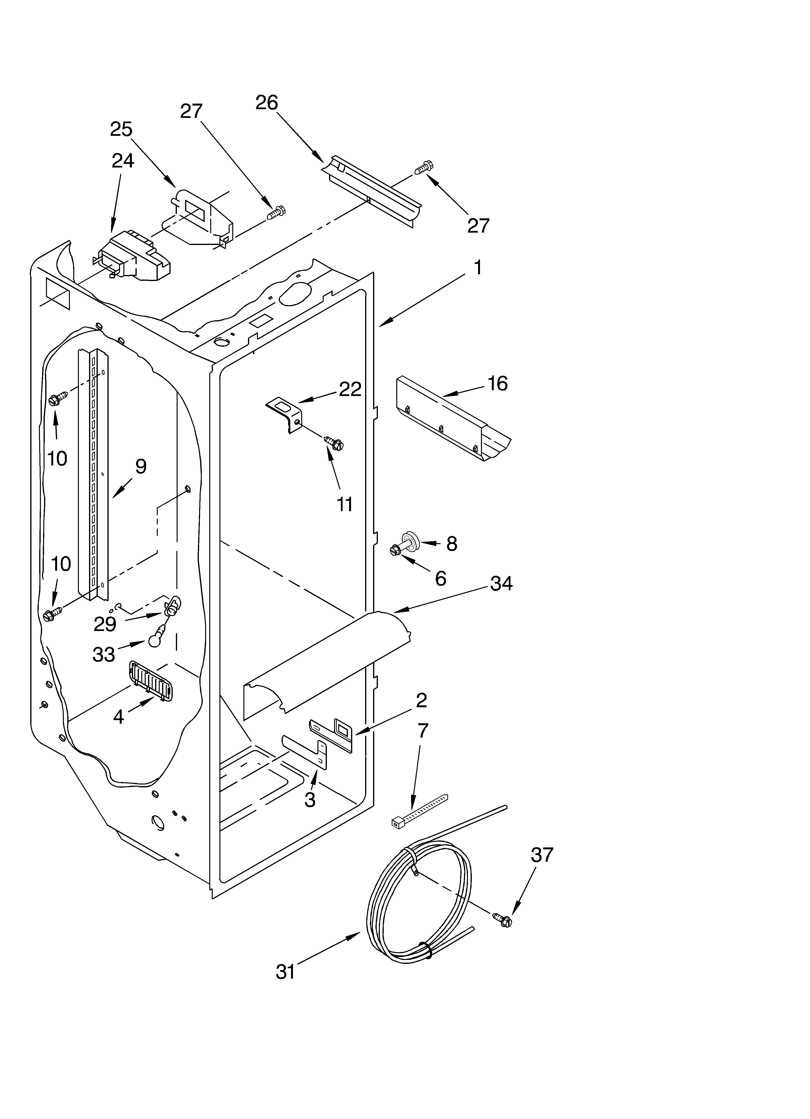 Whirlpool GD5NHGXKB02 refrigerator liner diagram