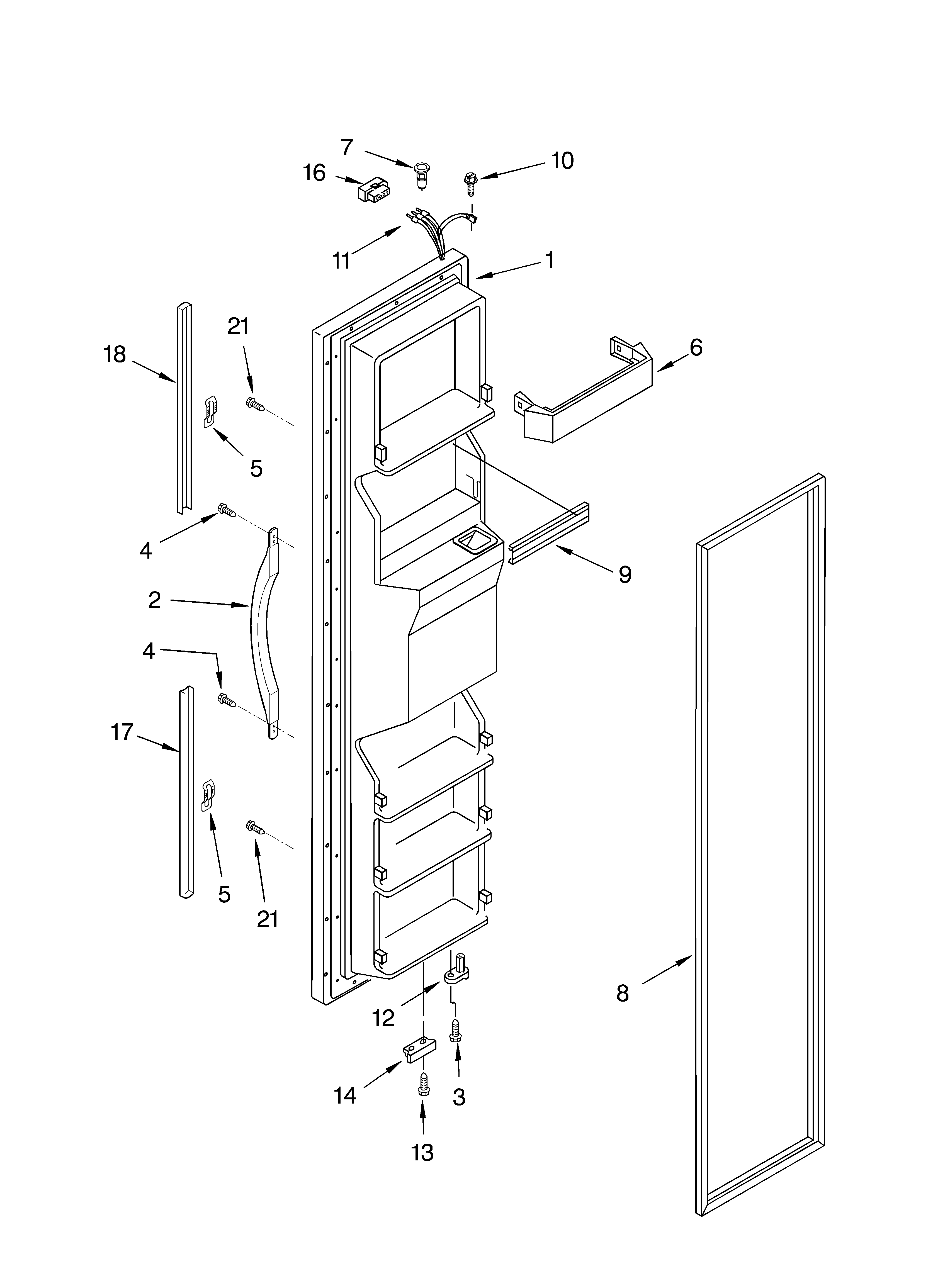 Whirlpool GD5NHGXKB02 freezer door diagram