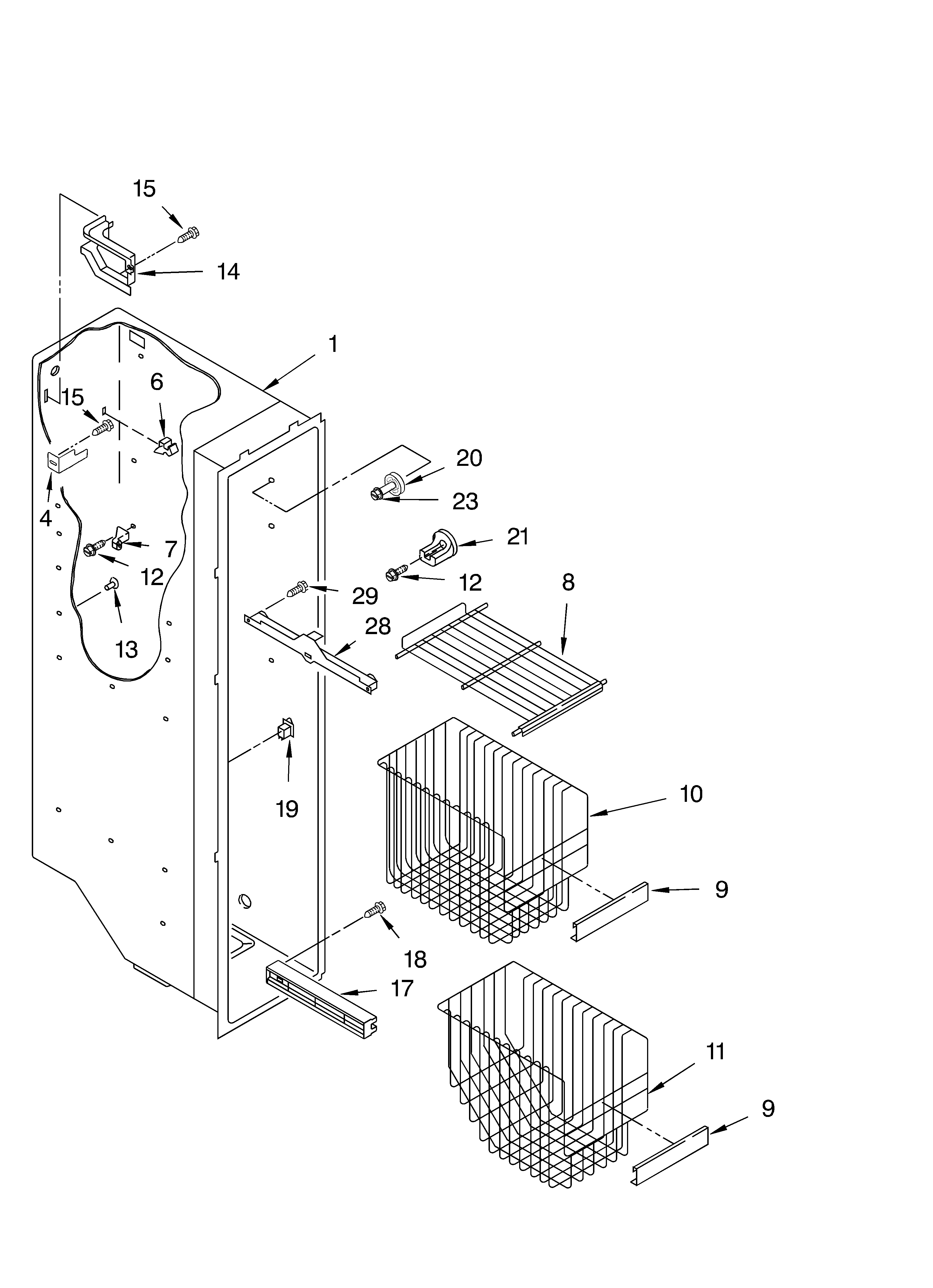 Whirlpool GD2SHGXLT00 freezer liner diagram