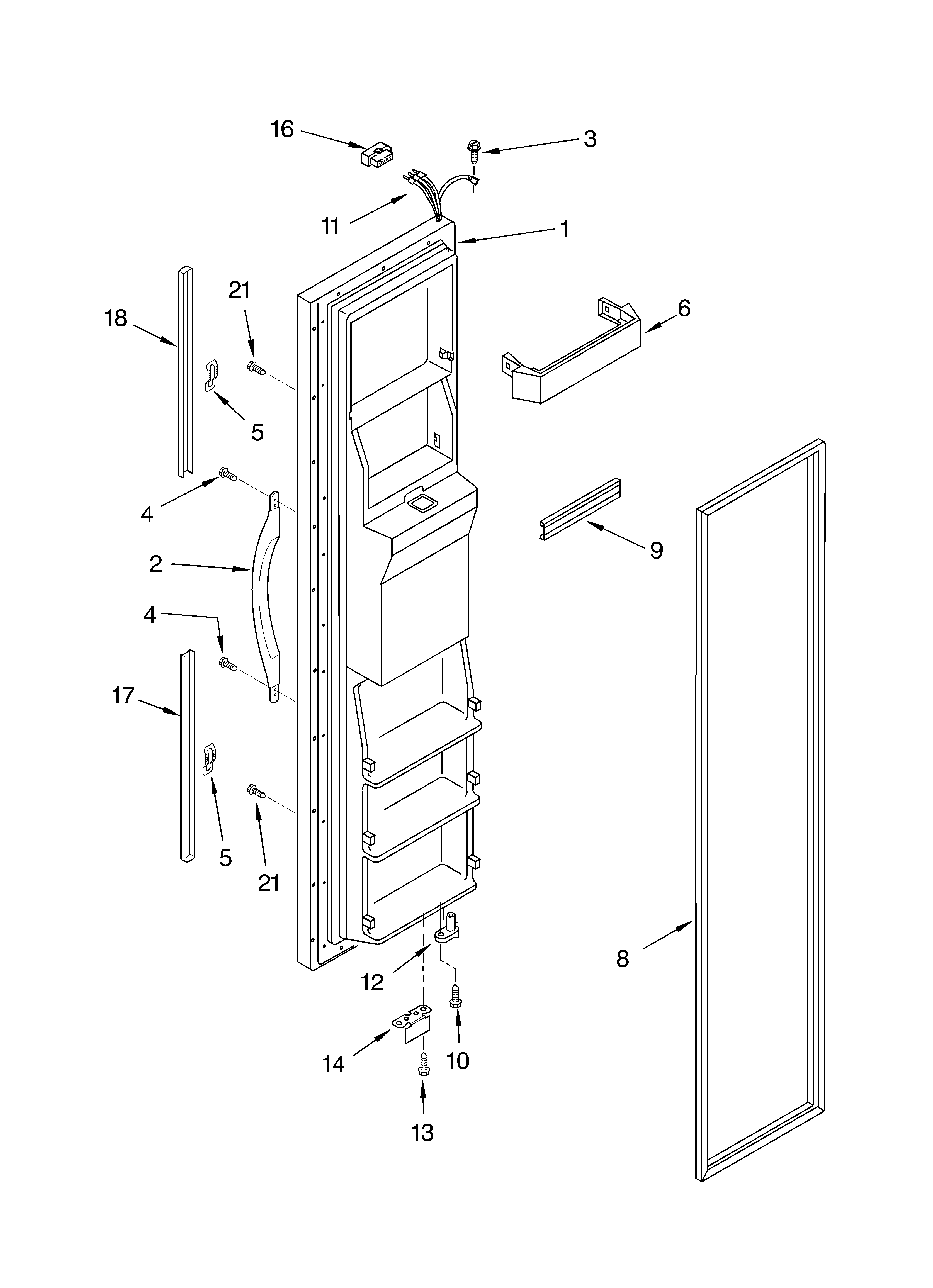 Whirlpool GD2SHGXLT00 freezer door diagram