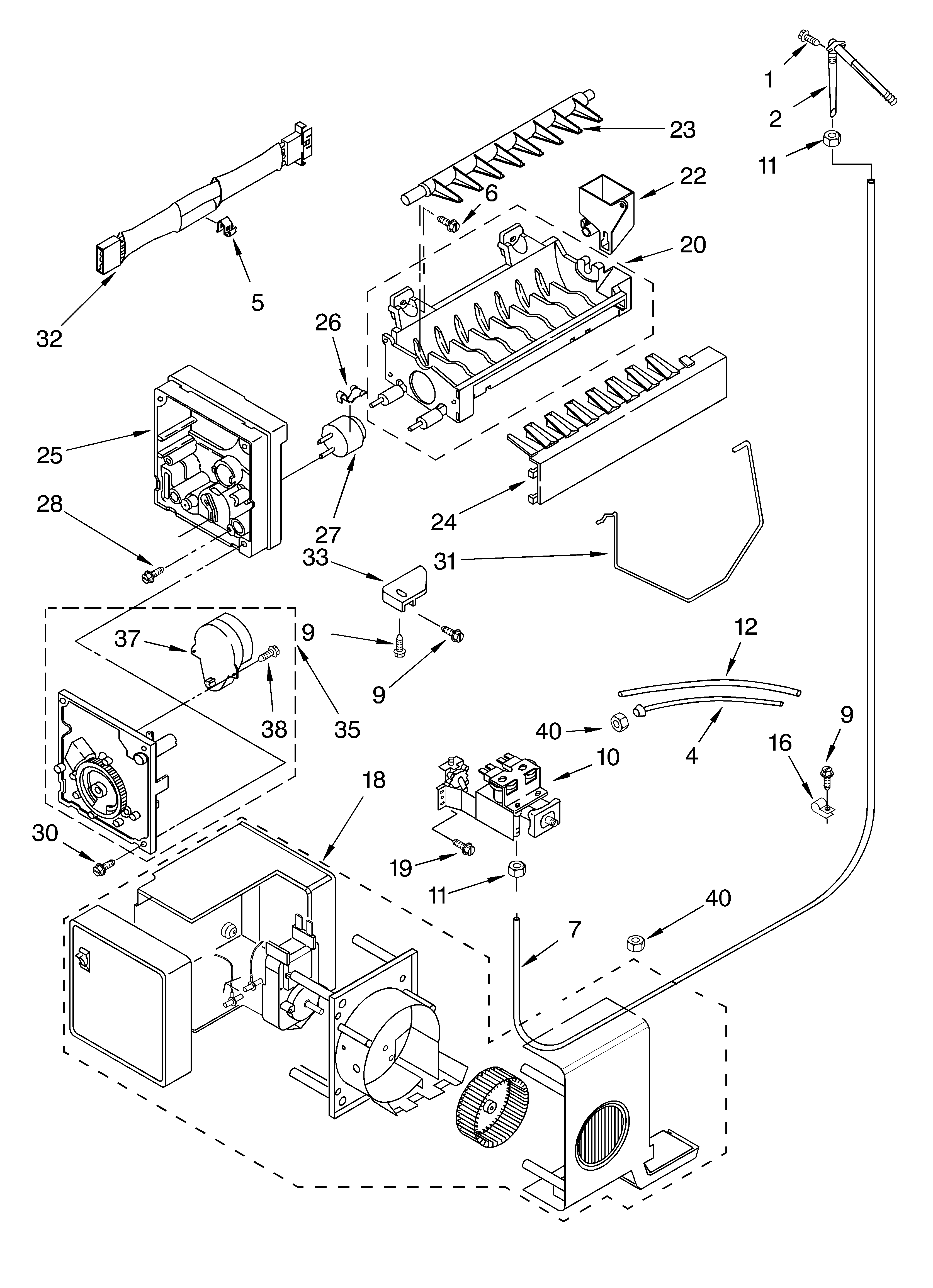 Whirlpool GD2SHGXLT00 ice maker diagram