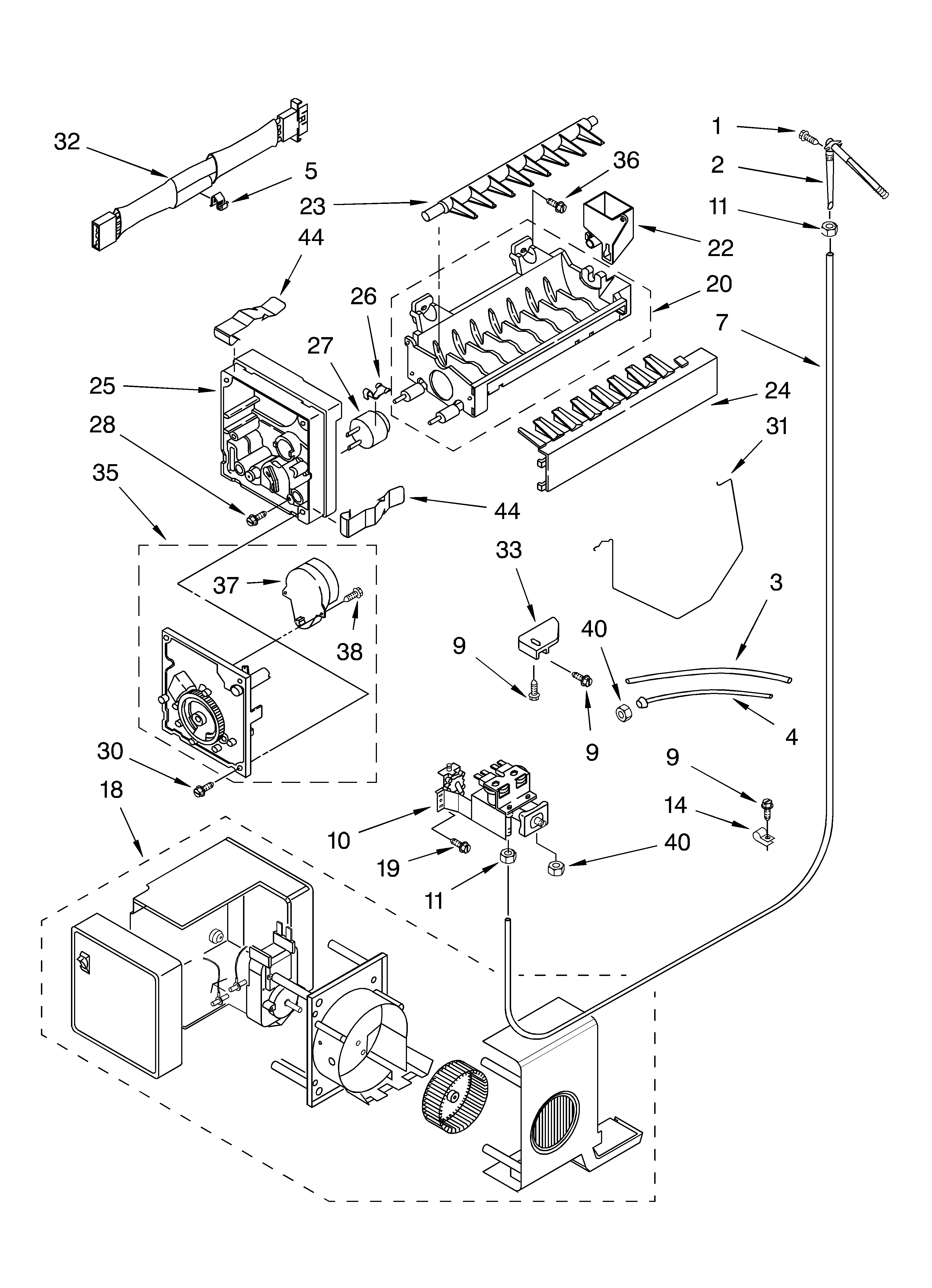 Whirlpool ED5FHEXLB00 ice maker/optional diagram