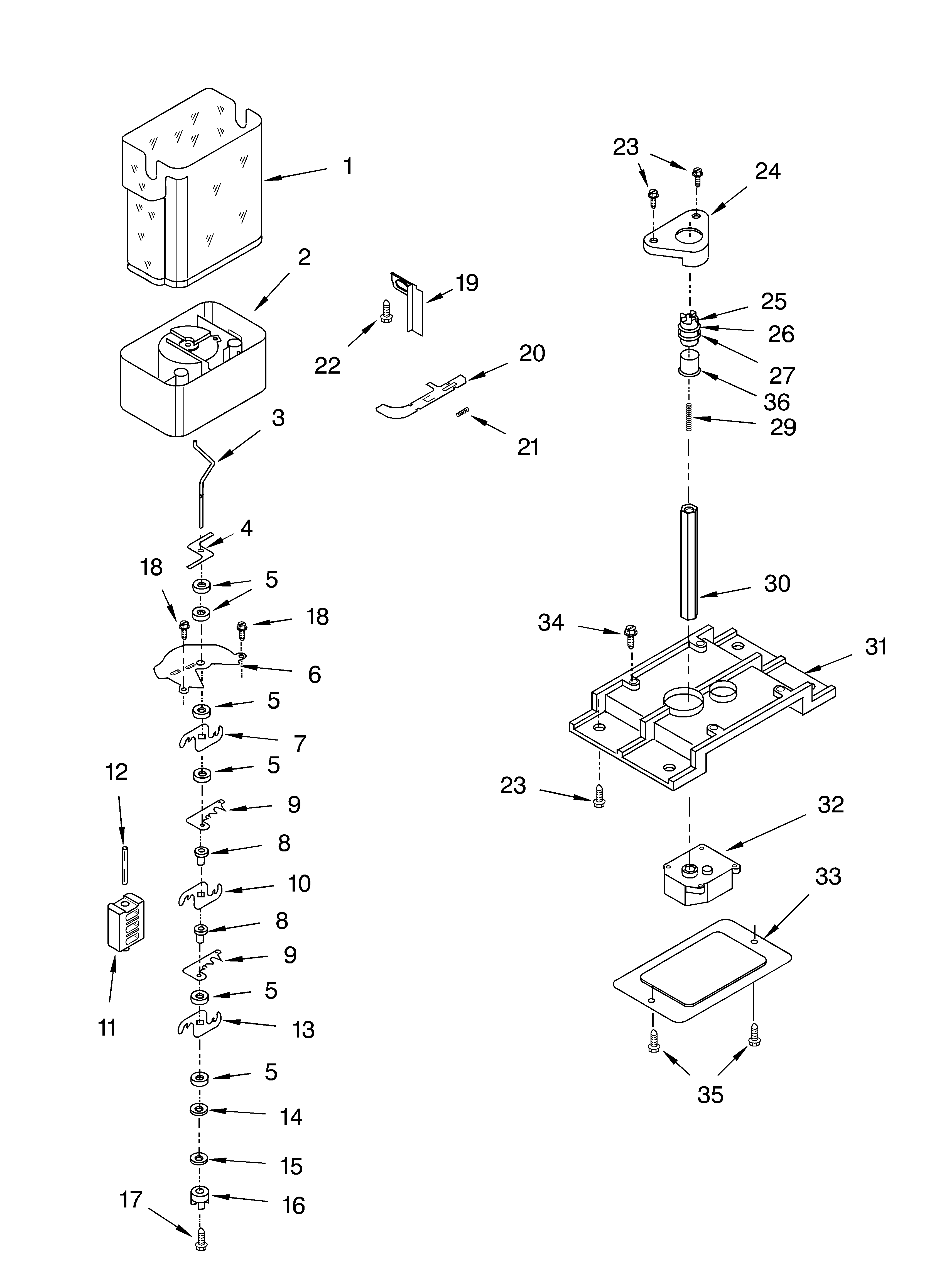 Whirlpool GS6SHAXLL01 motor and ice container diagram