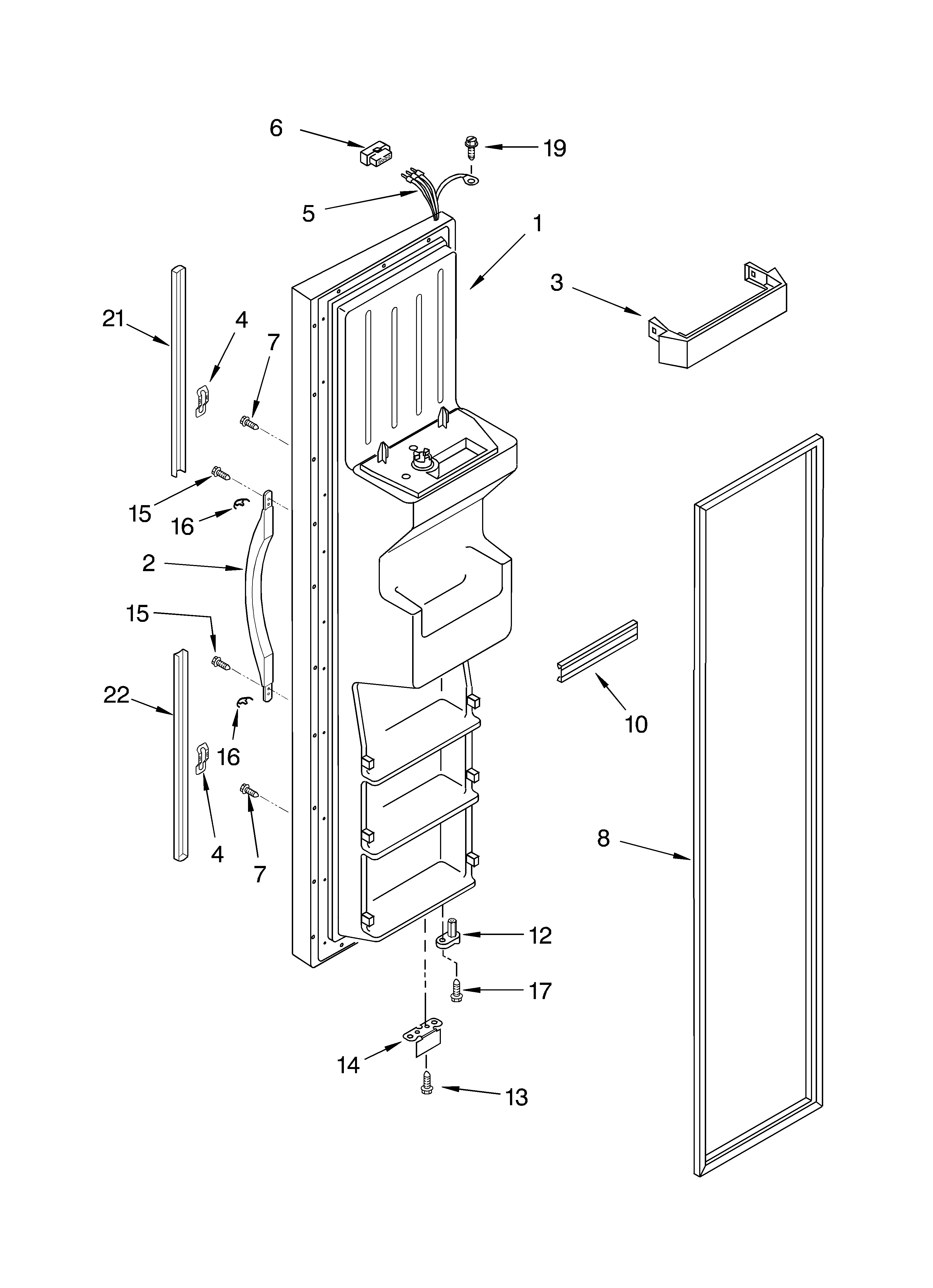Whirlpool GS6SHAXLL01 freezer door diagram