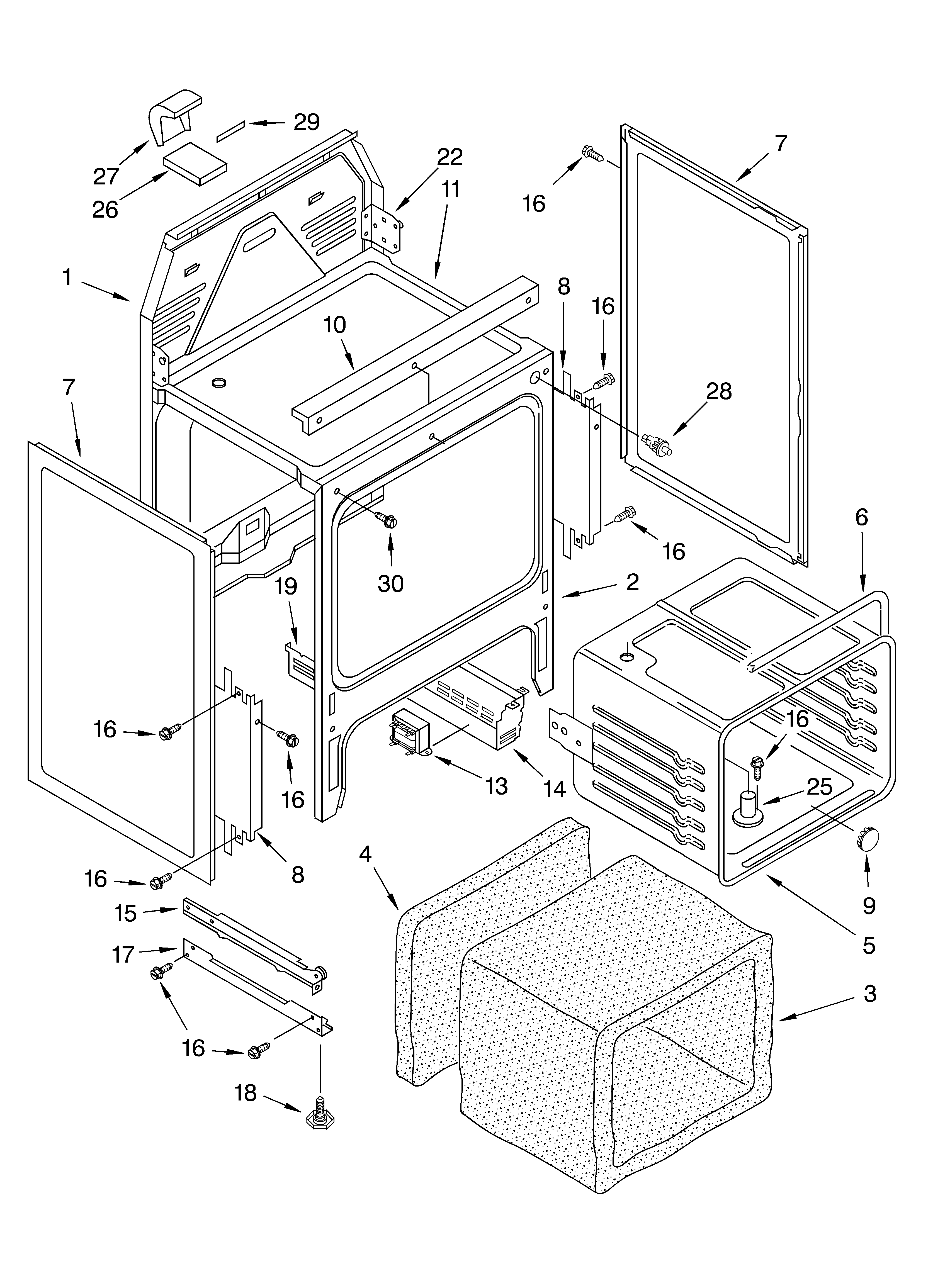 KitchenAid KERC507HBL4 oven chassis diagram