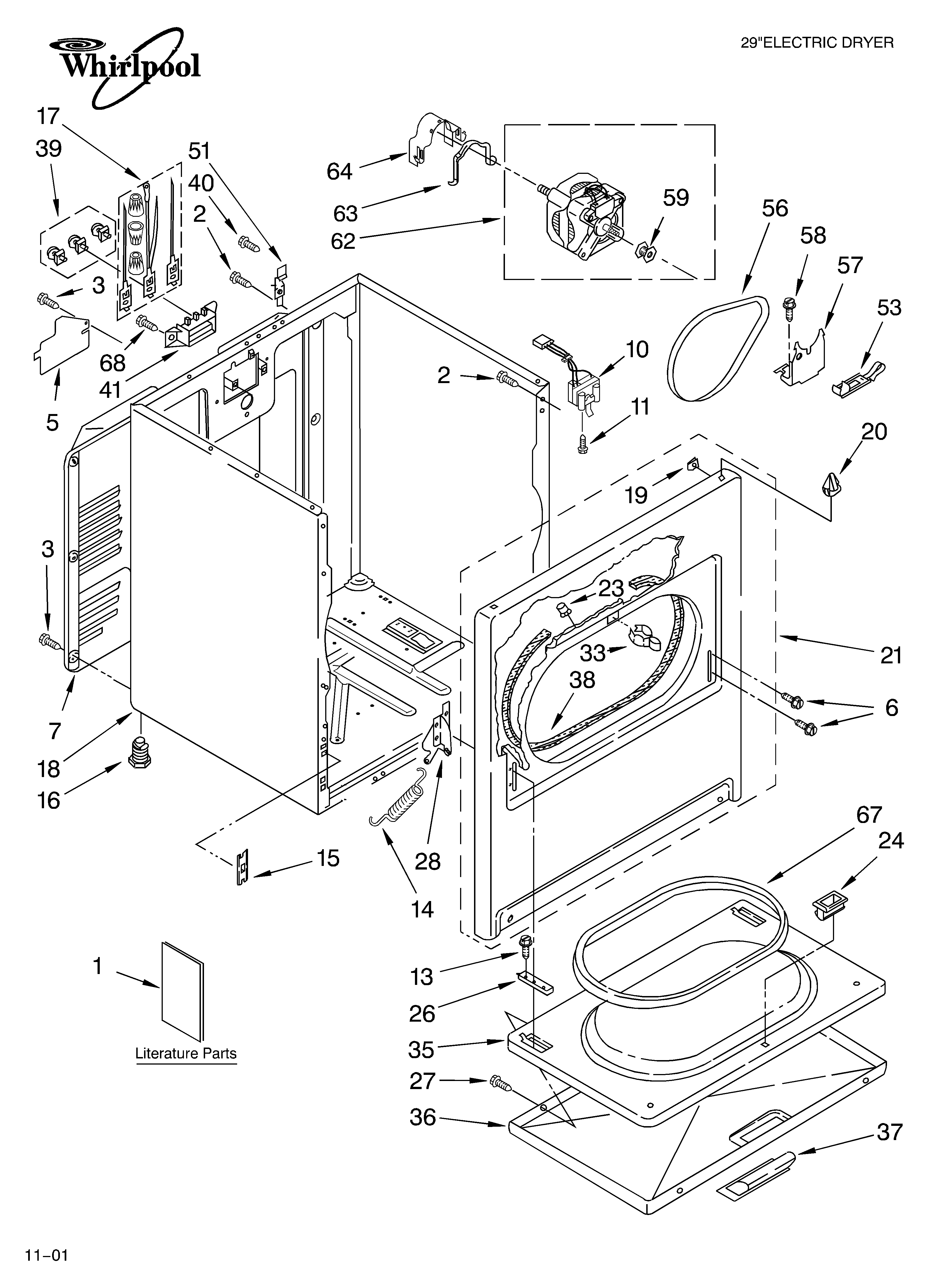 Whirlpool LER7648KT1 cabinet/literature diagram
