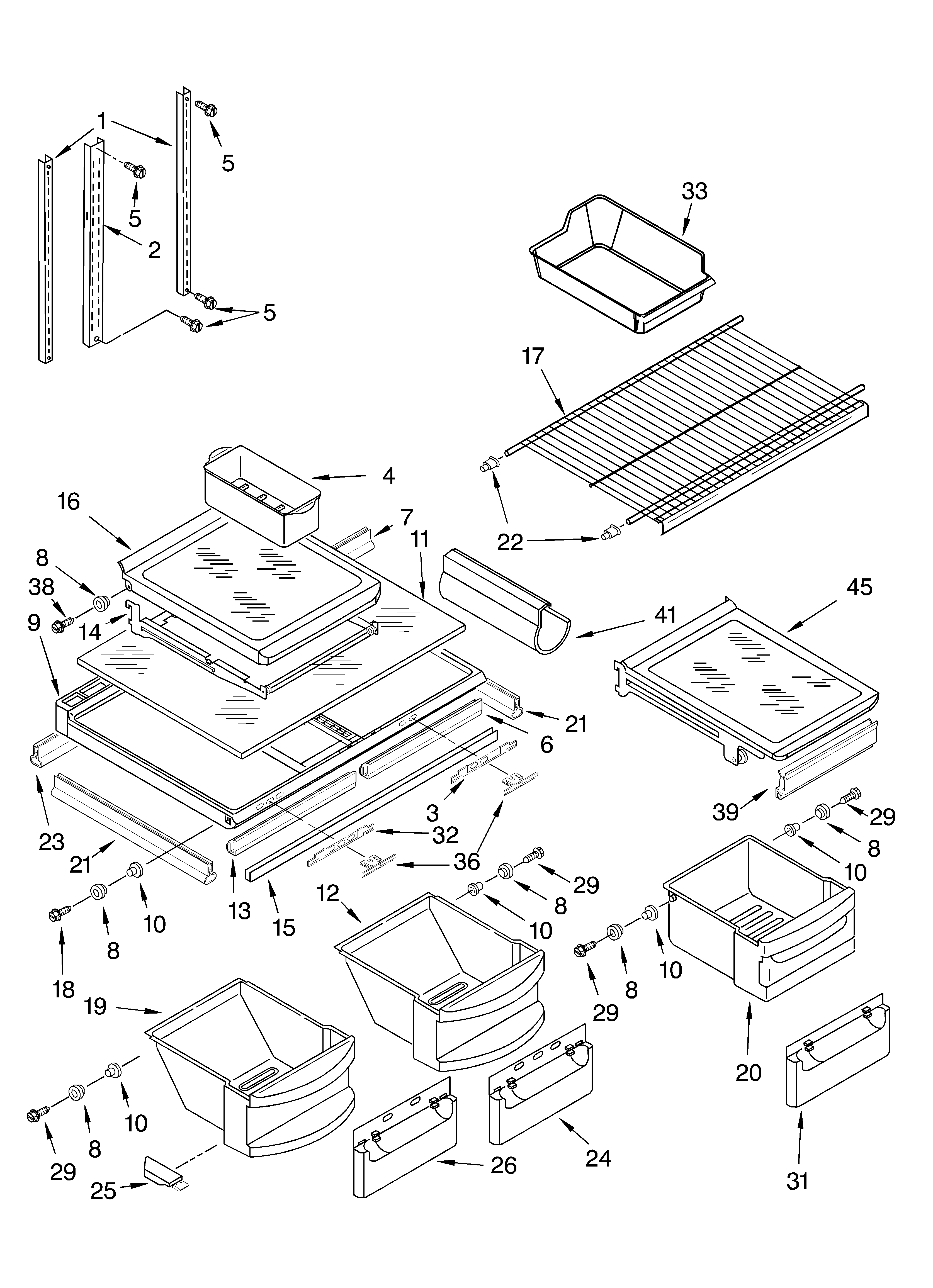 KitchenAid KTRC19ELSS00 shelf diagram