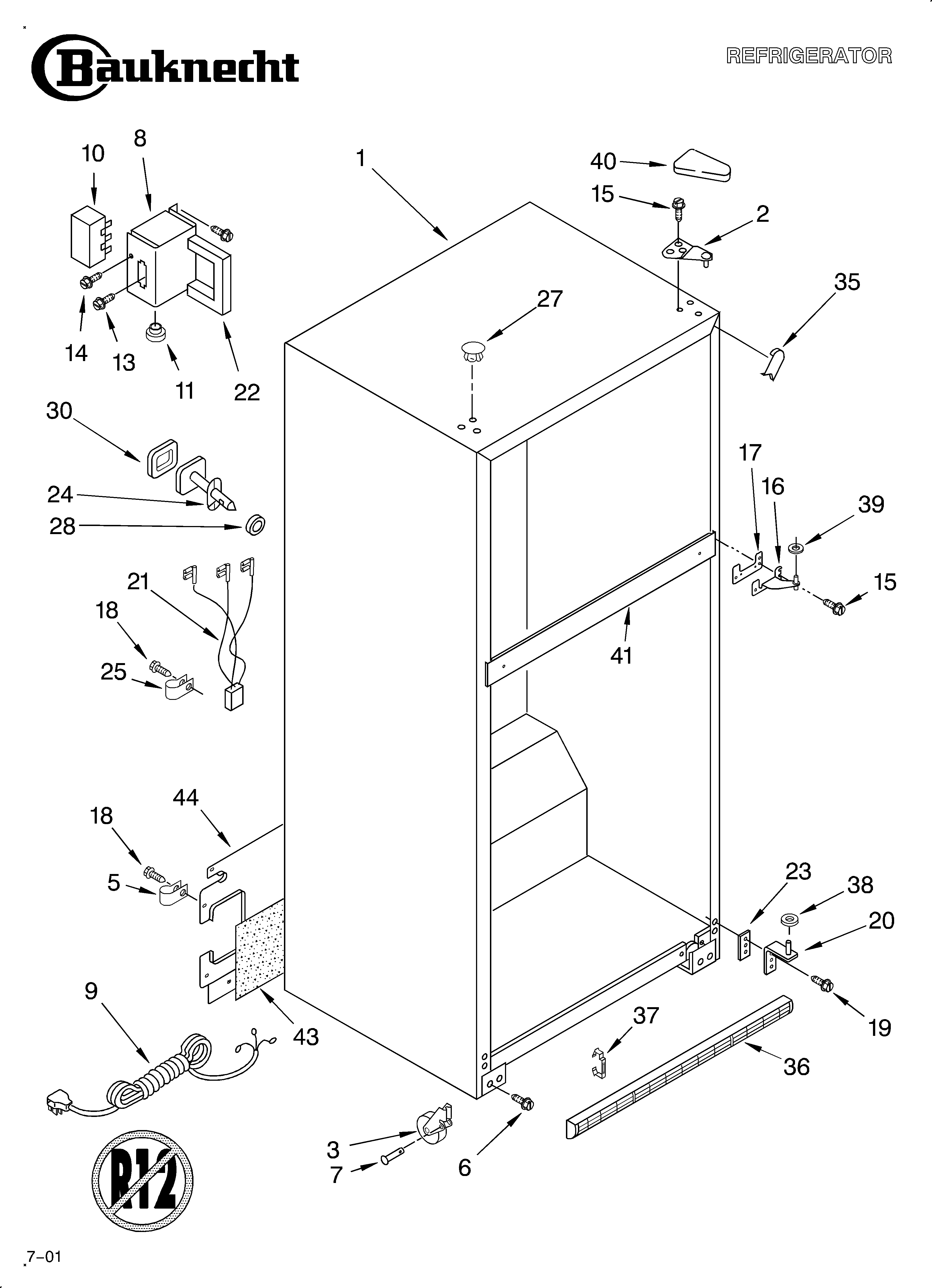 Bauknecht 3XKVN490F03 cabinet diagram