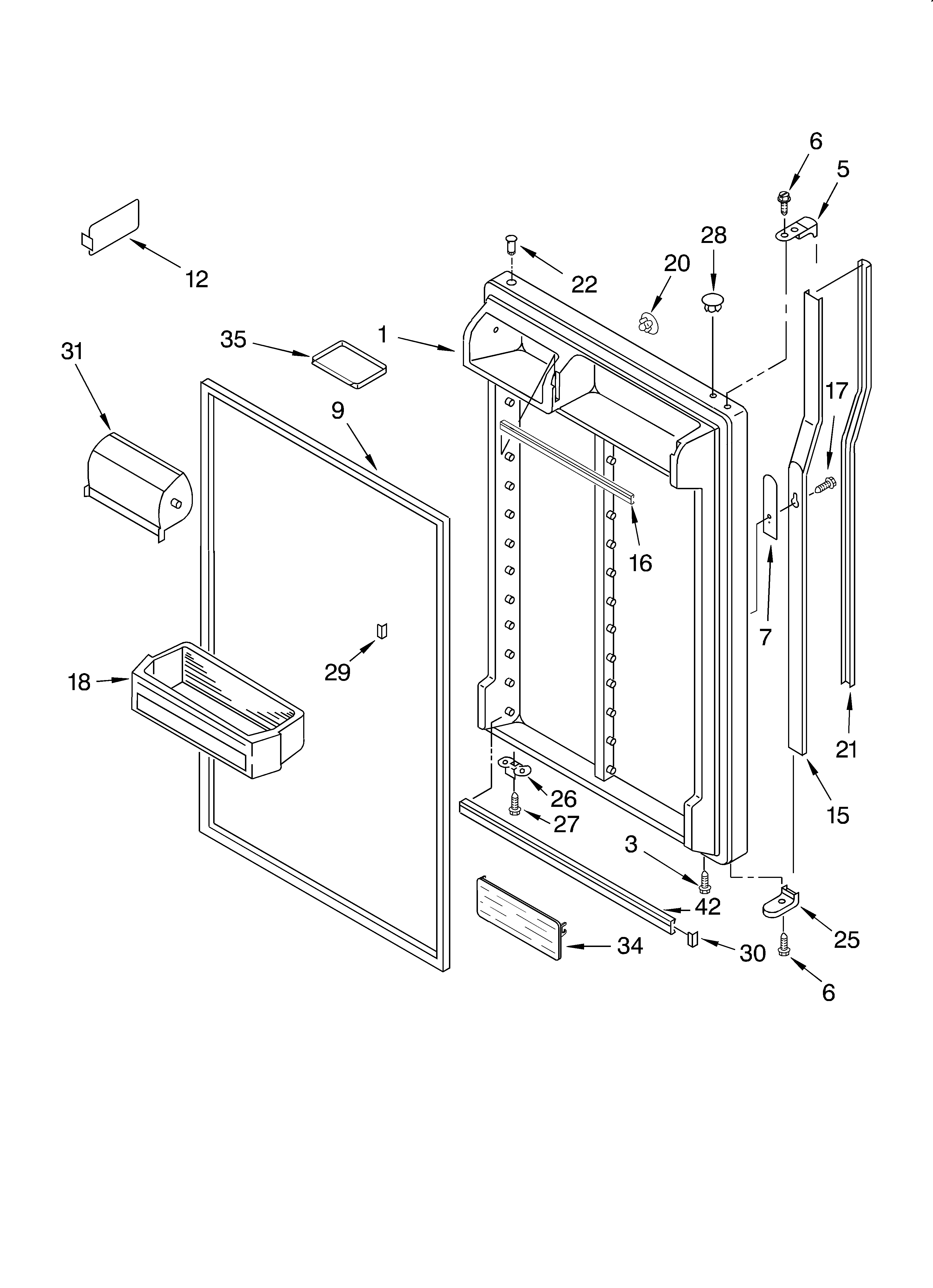 Bauknecht 3XKVN490F03 refrigerator door diagram
