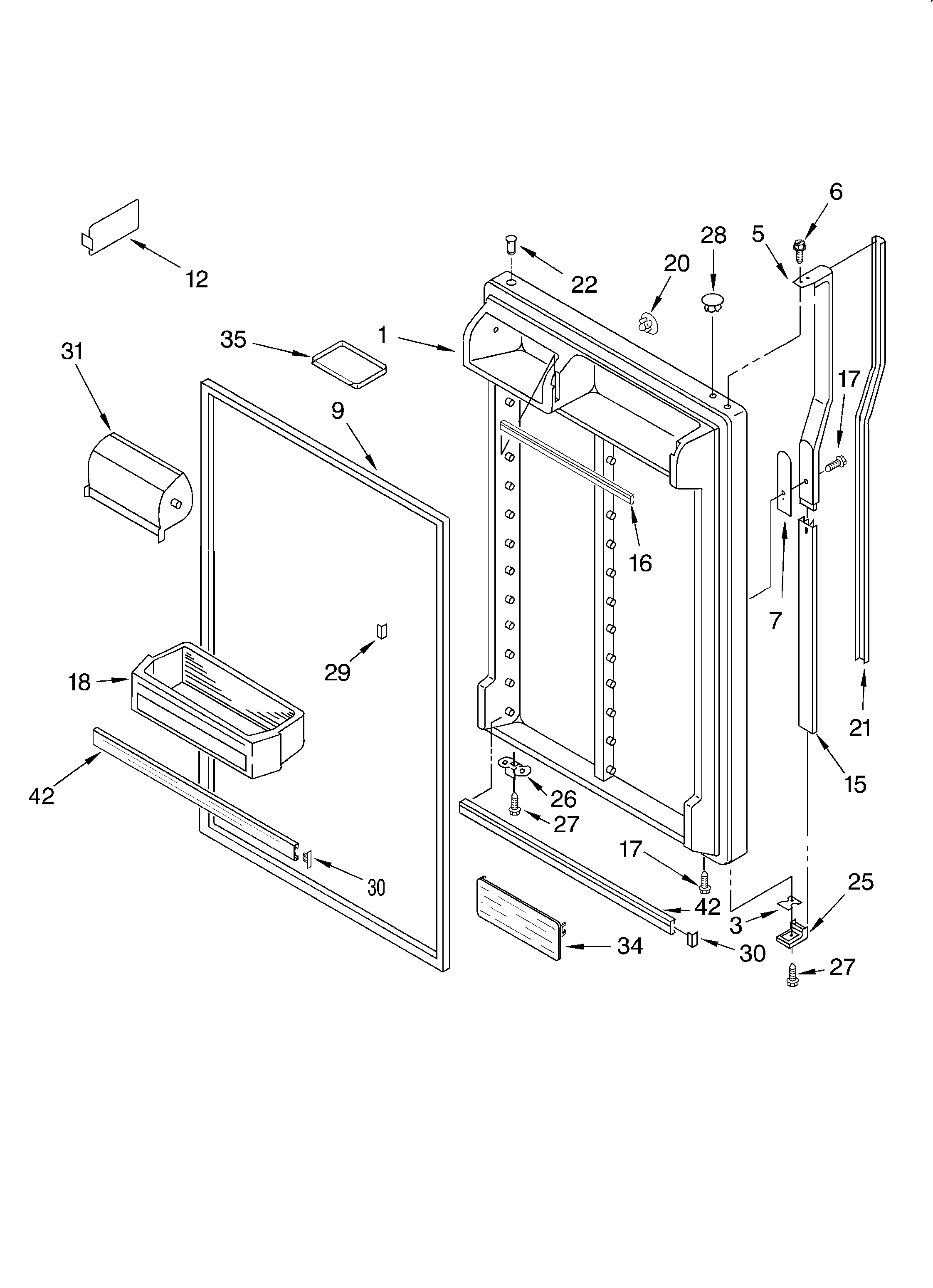 Bauknecht 3XKVN490F00 refrigerator door diagram