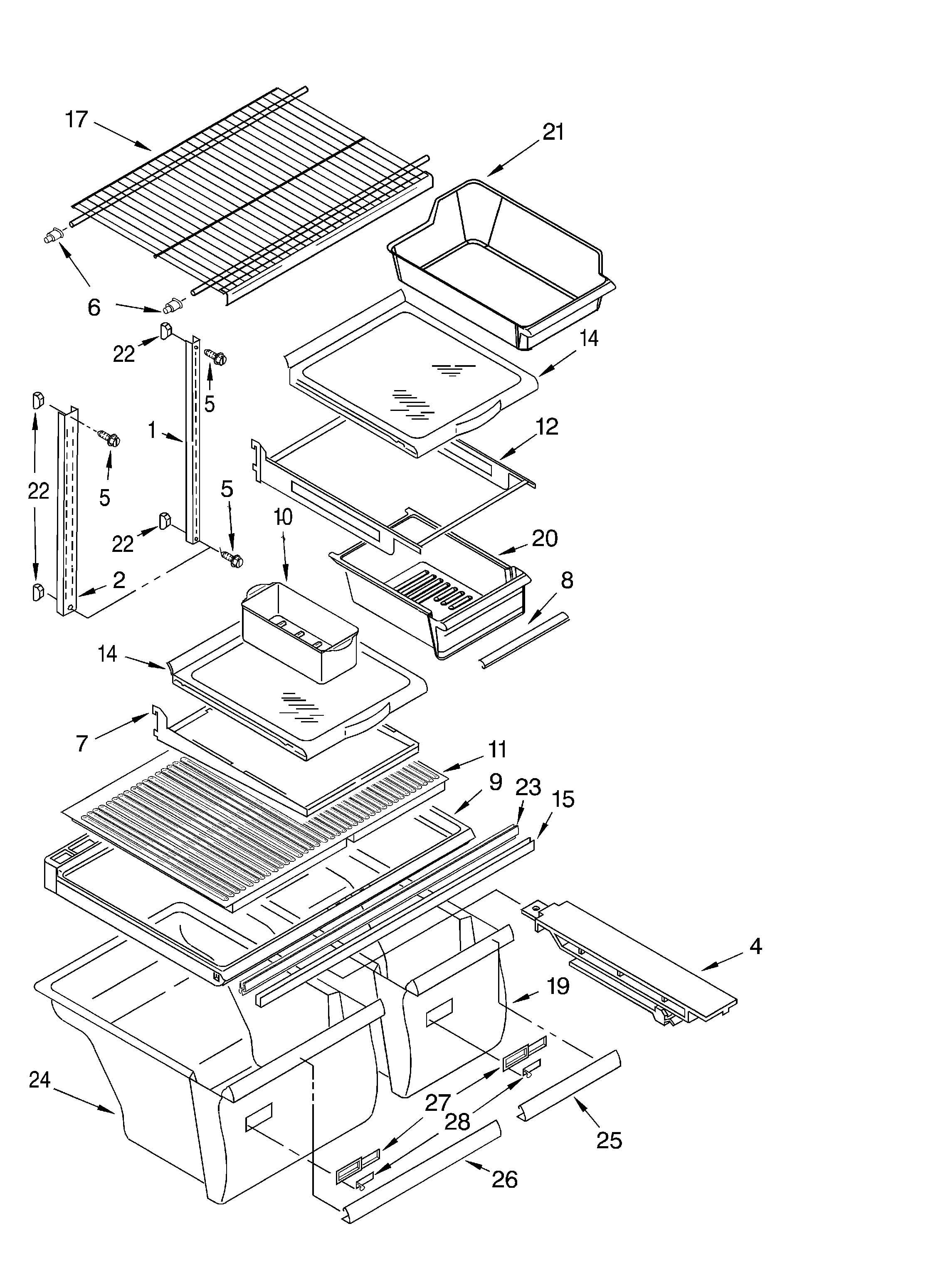 Bauknecht 3XKVN490F00 shelf diagram
