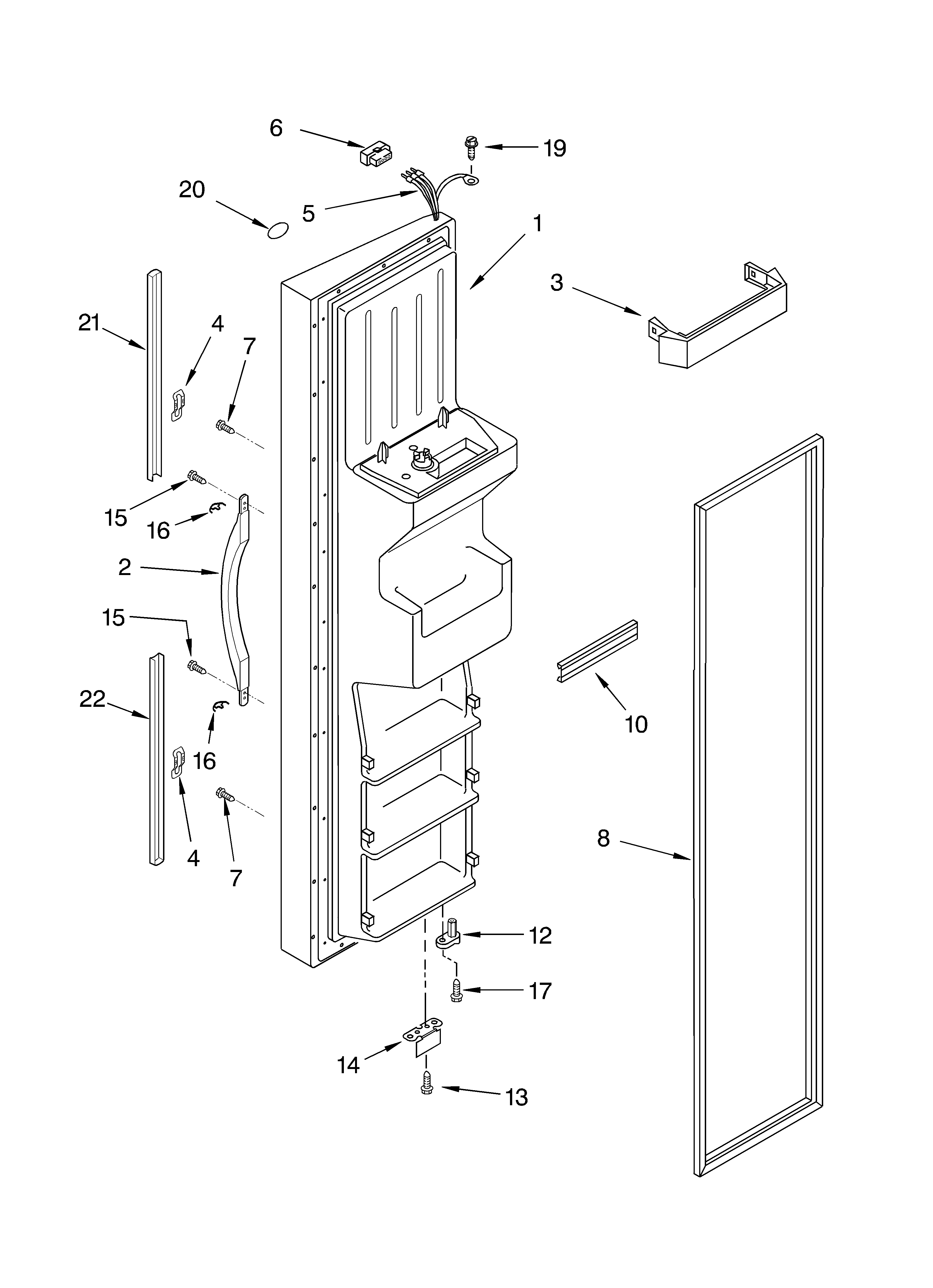 Whirlpool GS6SHANLB10 freezer door diagram