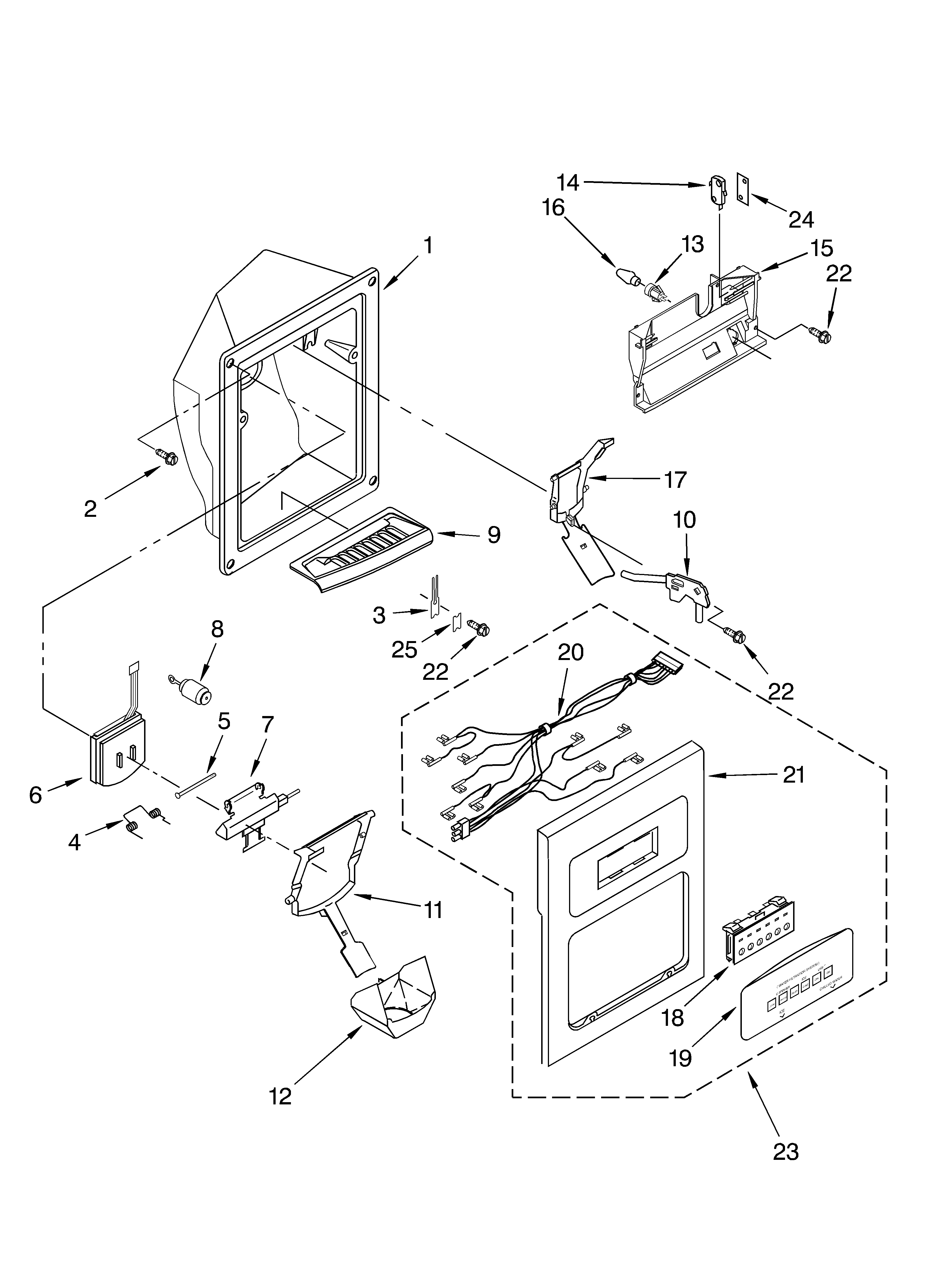 Whirlpool GS6SHANLB10 dispenser front diagram