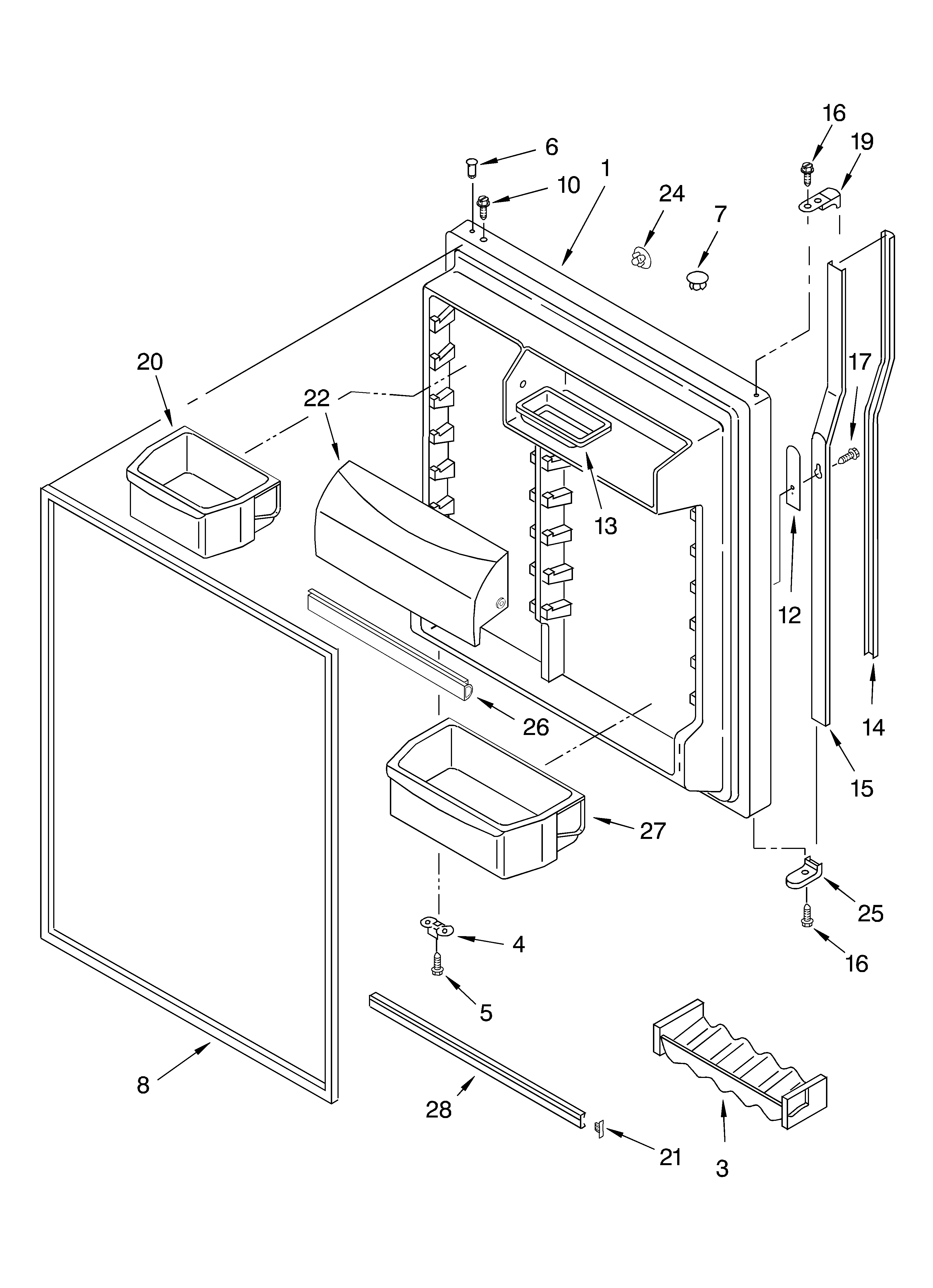 KitchenAid KTRS19ELWH00 refrigerator door diagram