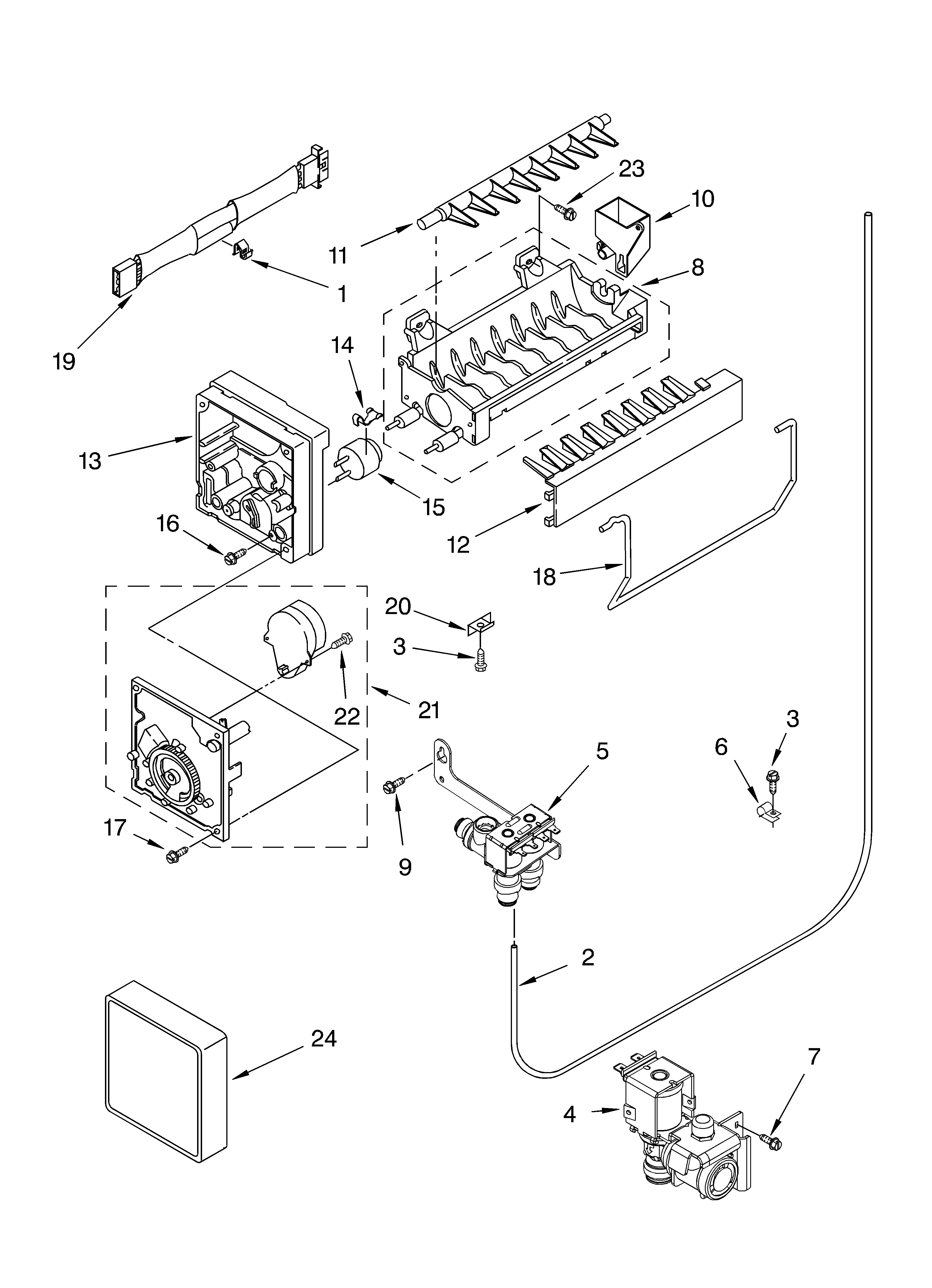 KitchenAid KTRS19ELWH00 ice maker diagram