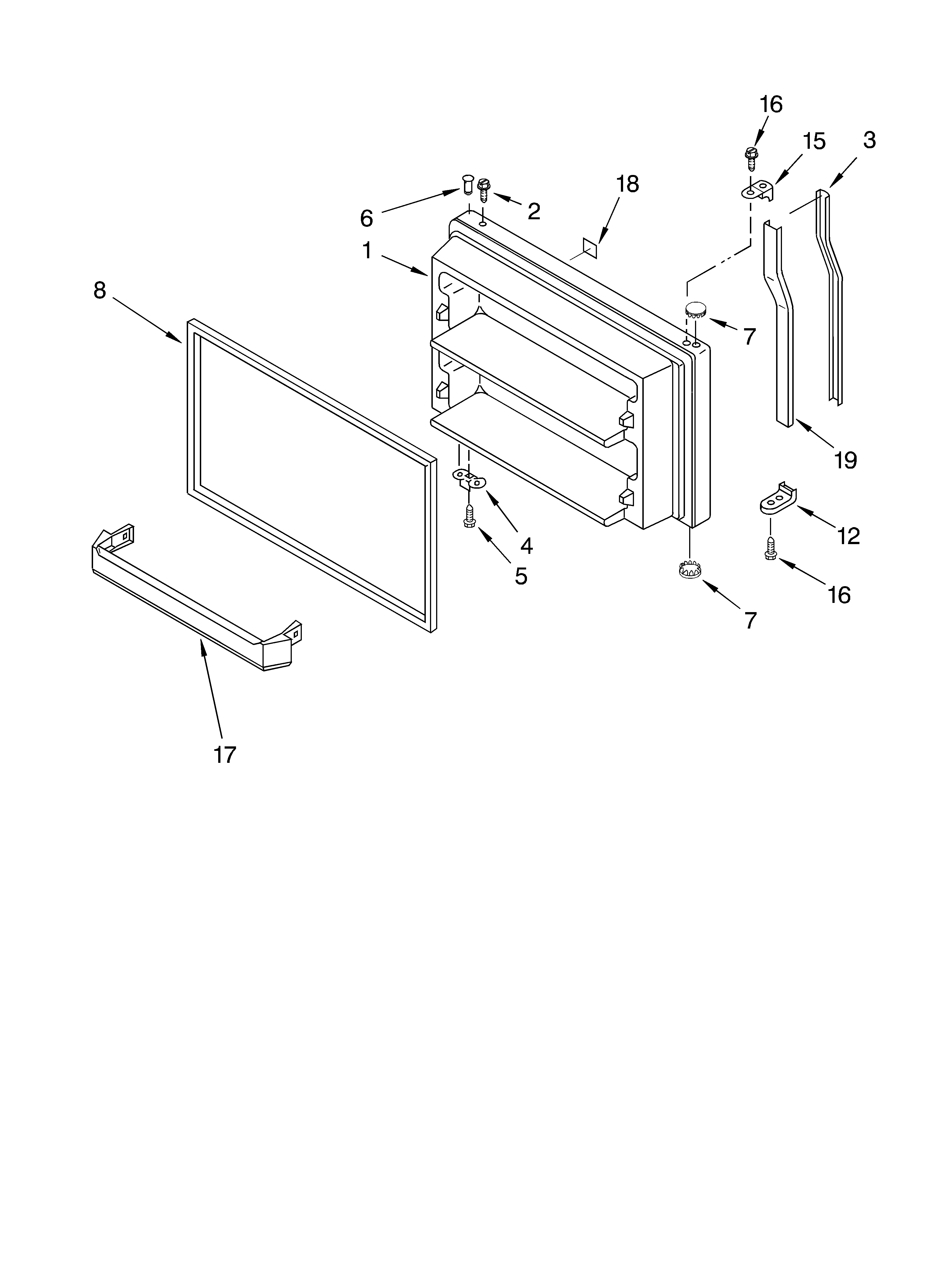 KitchenAid KTRS19ELWH00 freezer door diagram