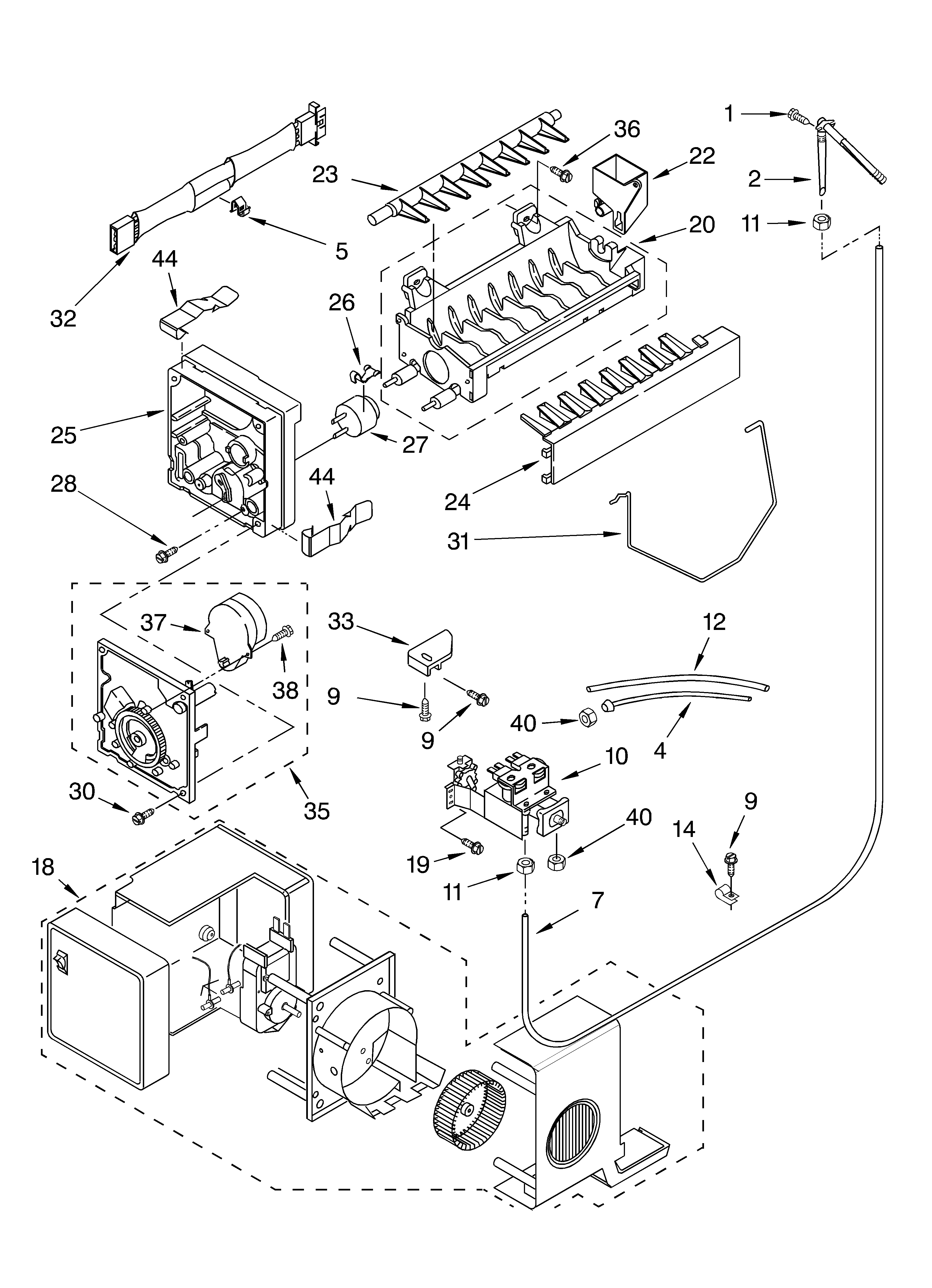Whirlpool GD5SHGXLB00 ice maker/optional diagram