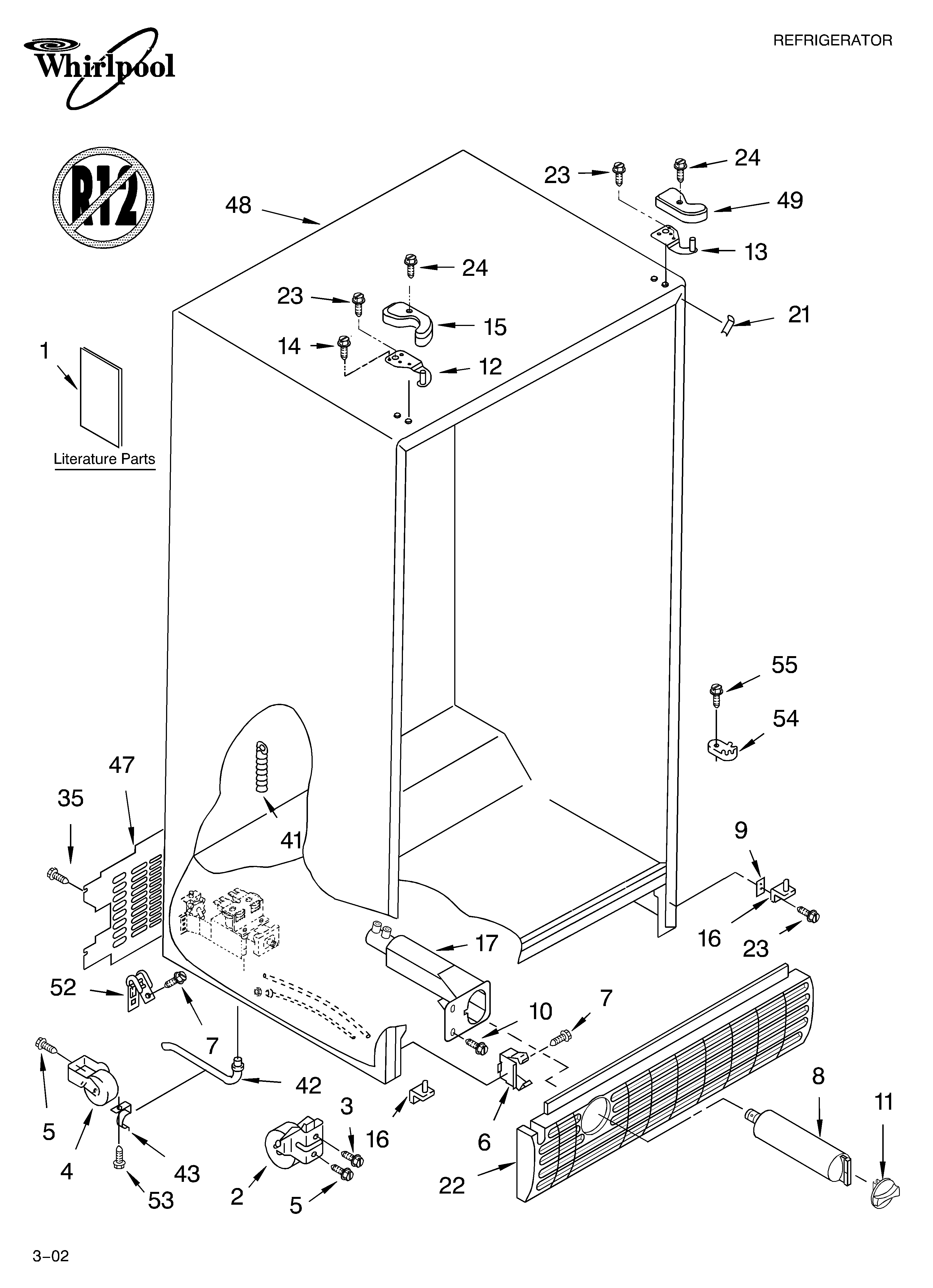 Whirlpool GS5SHGXLS00 cabinet/literature diagram
