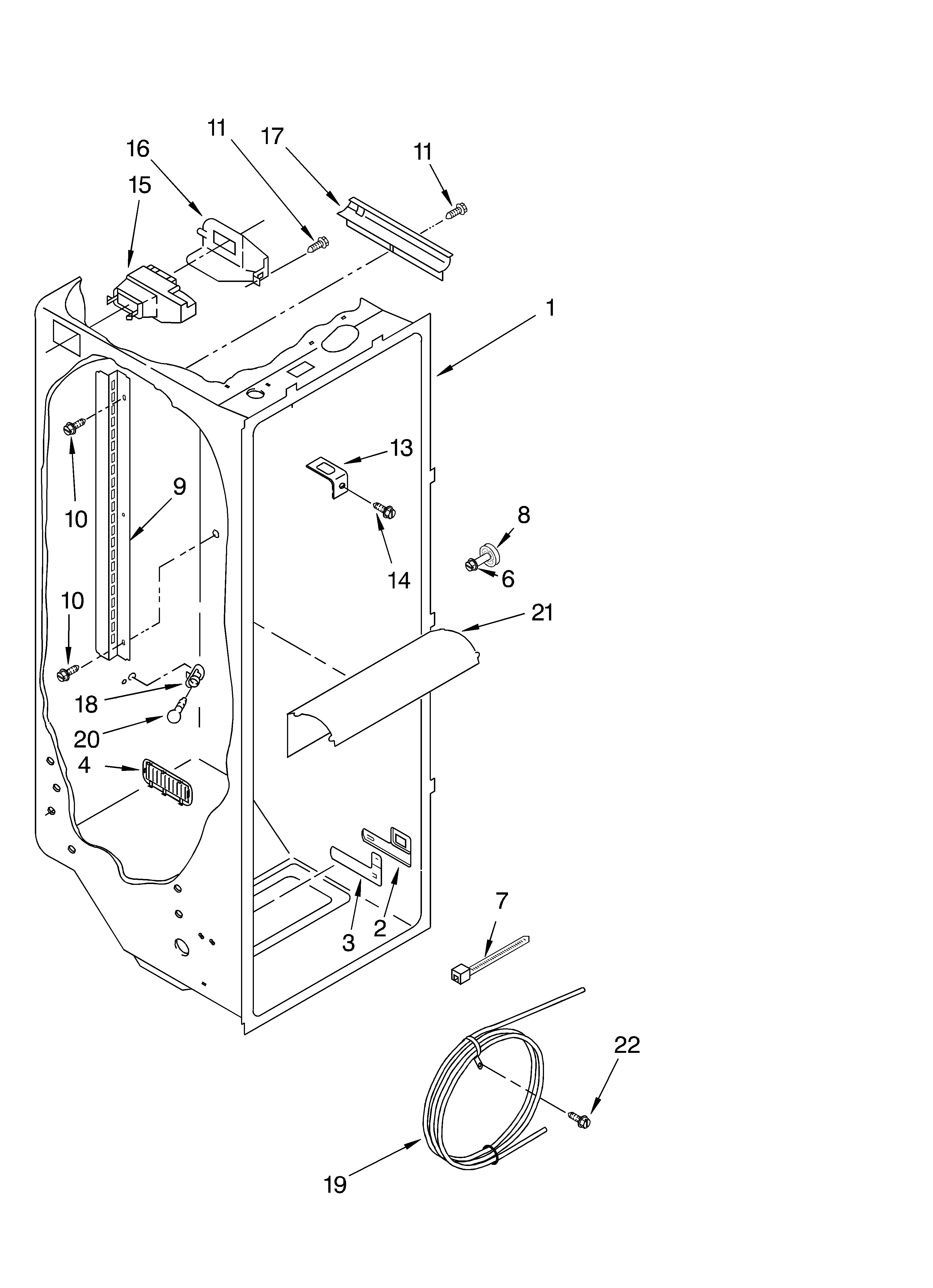 Whirlpool GD5SHAXLT00 refrigerator liner diagram