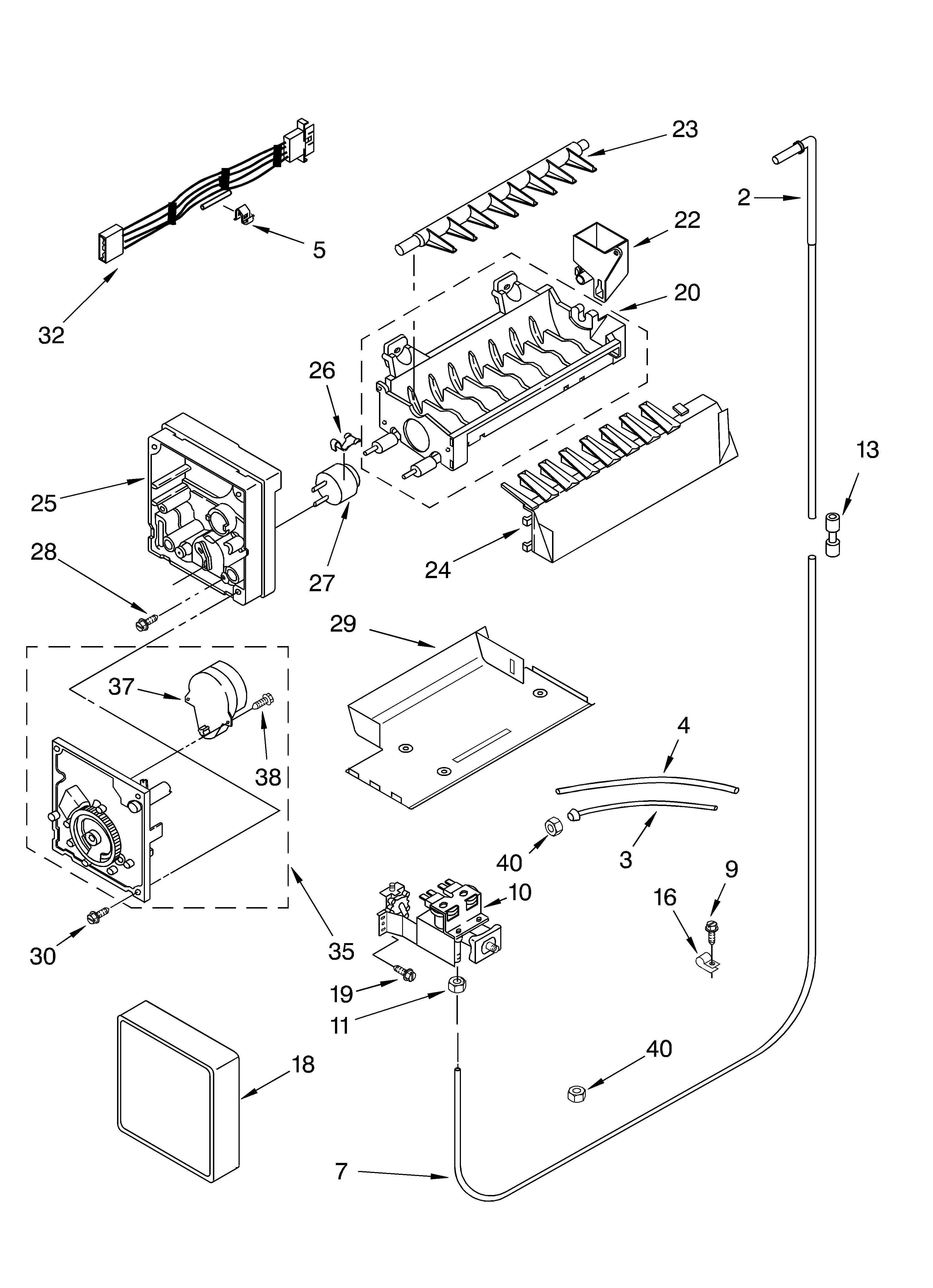 Whirlpool GD5SHAXLT00 ice maker/optional diagram