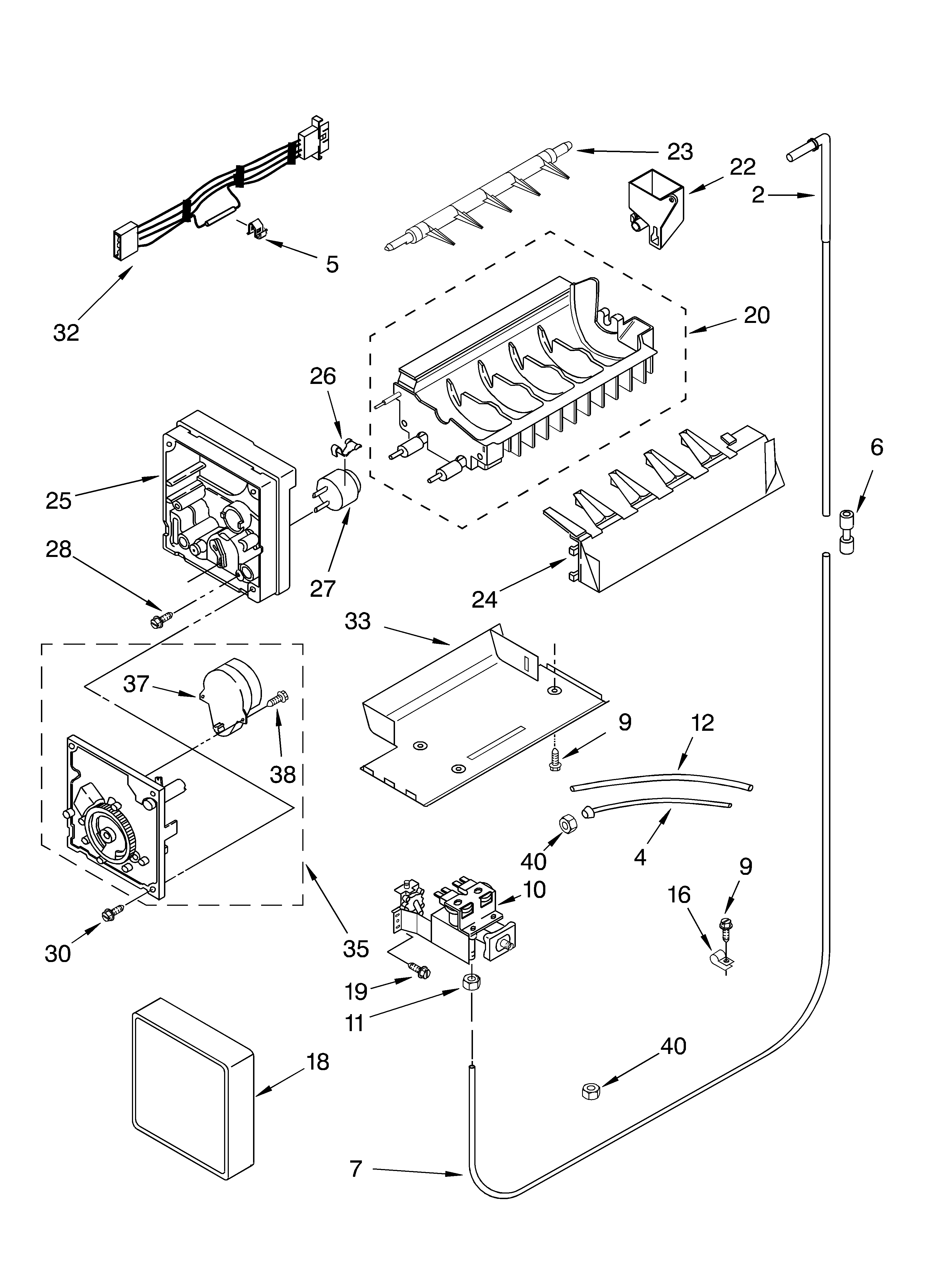 Whirlpool GD2SHAXLQ00 ice maker diagram