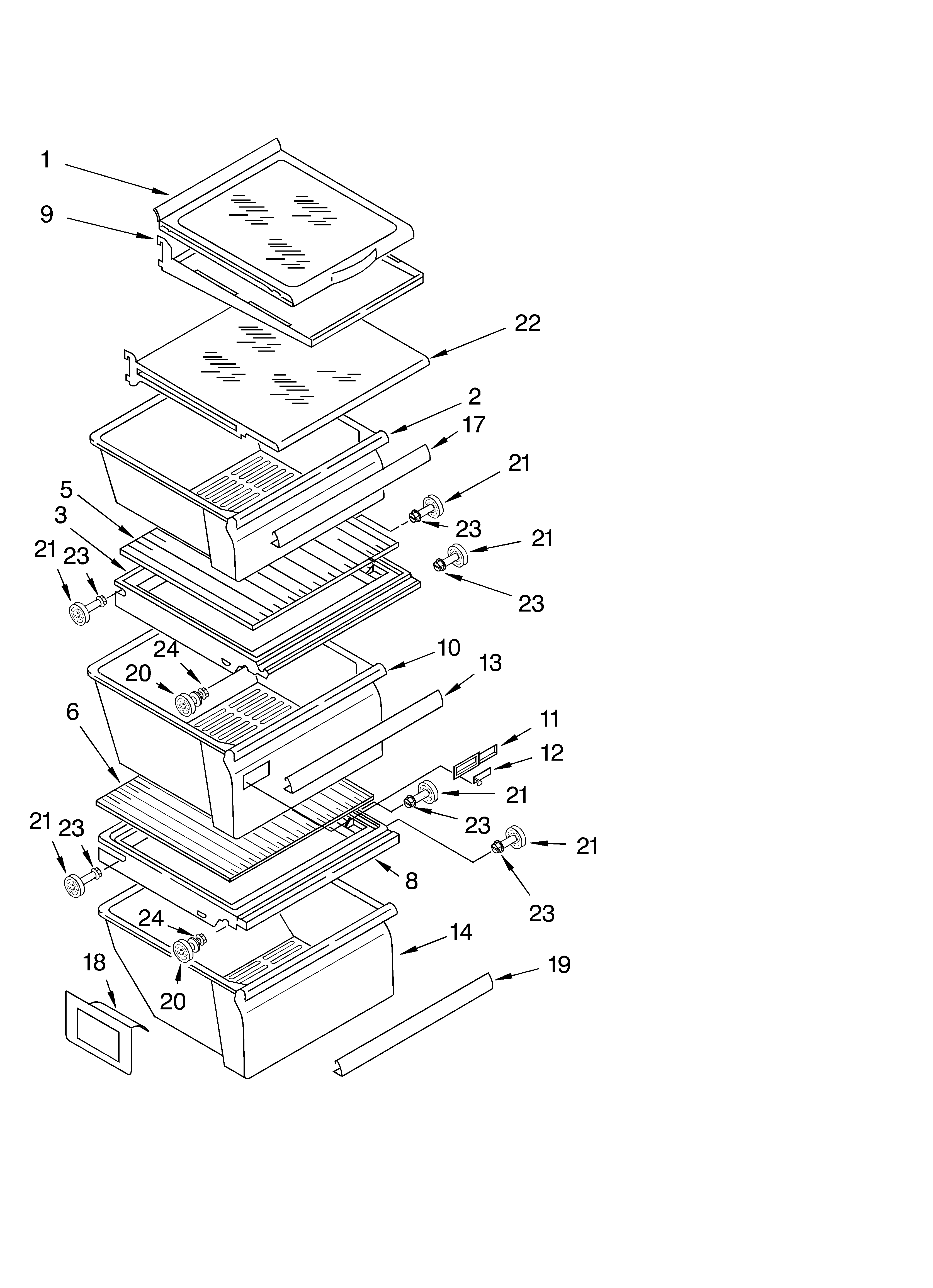 Whirlpool GD5NHGXLQ00 refrigerator shelf diagram