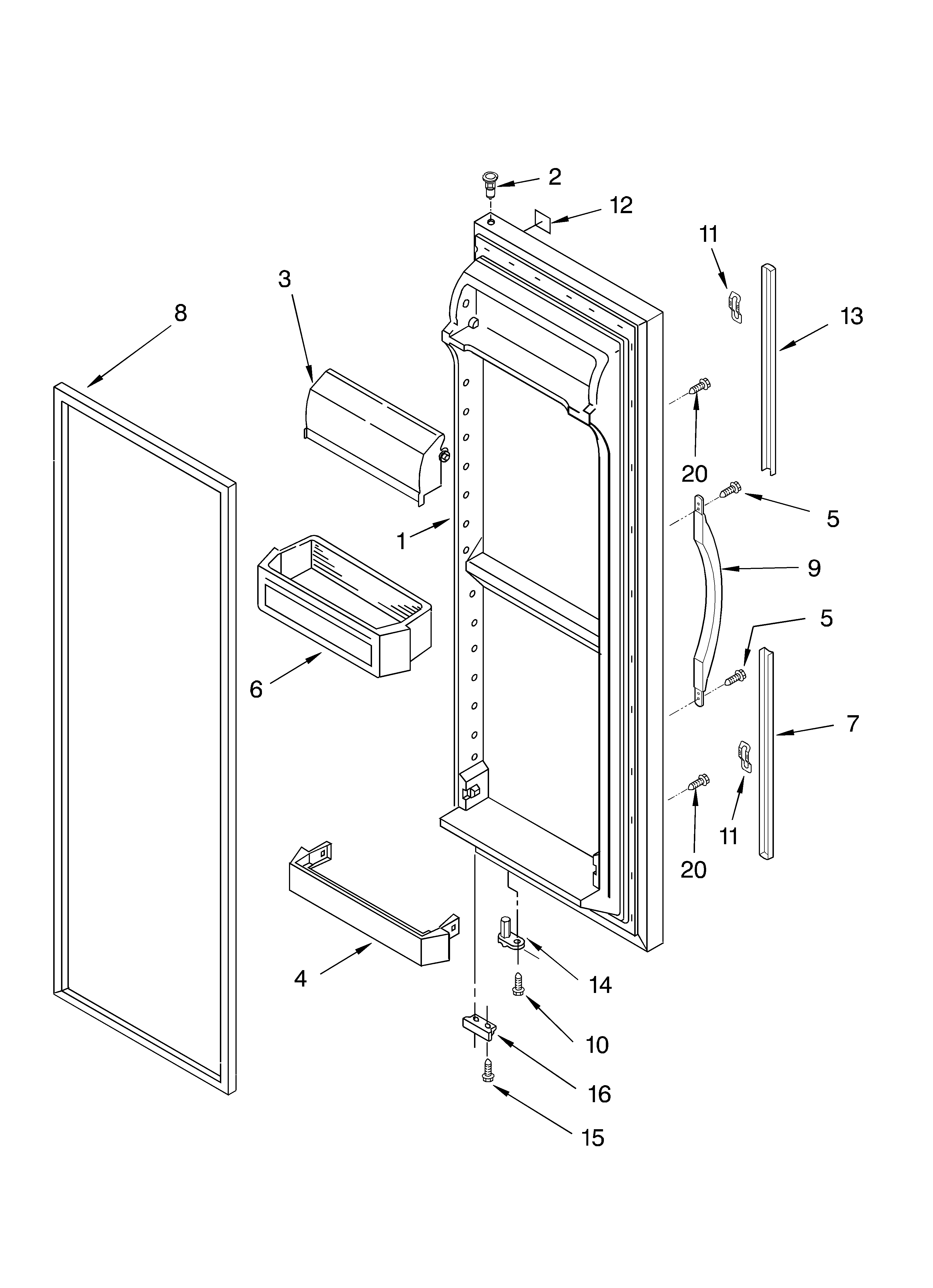 Whirlpool GD5NHGXLQ00 refrigerator door diagram