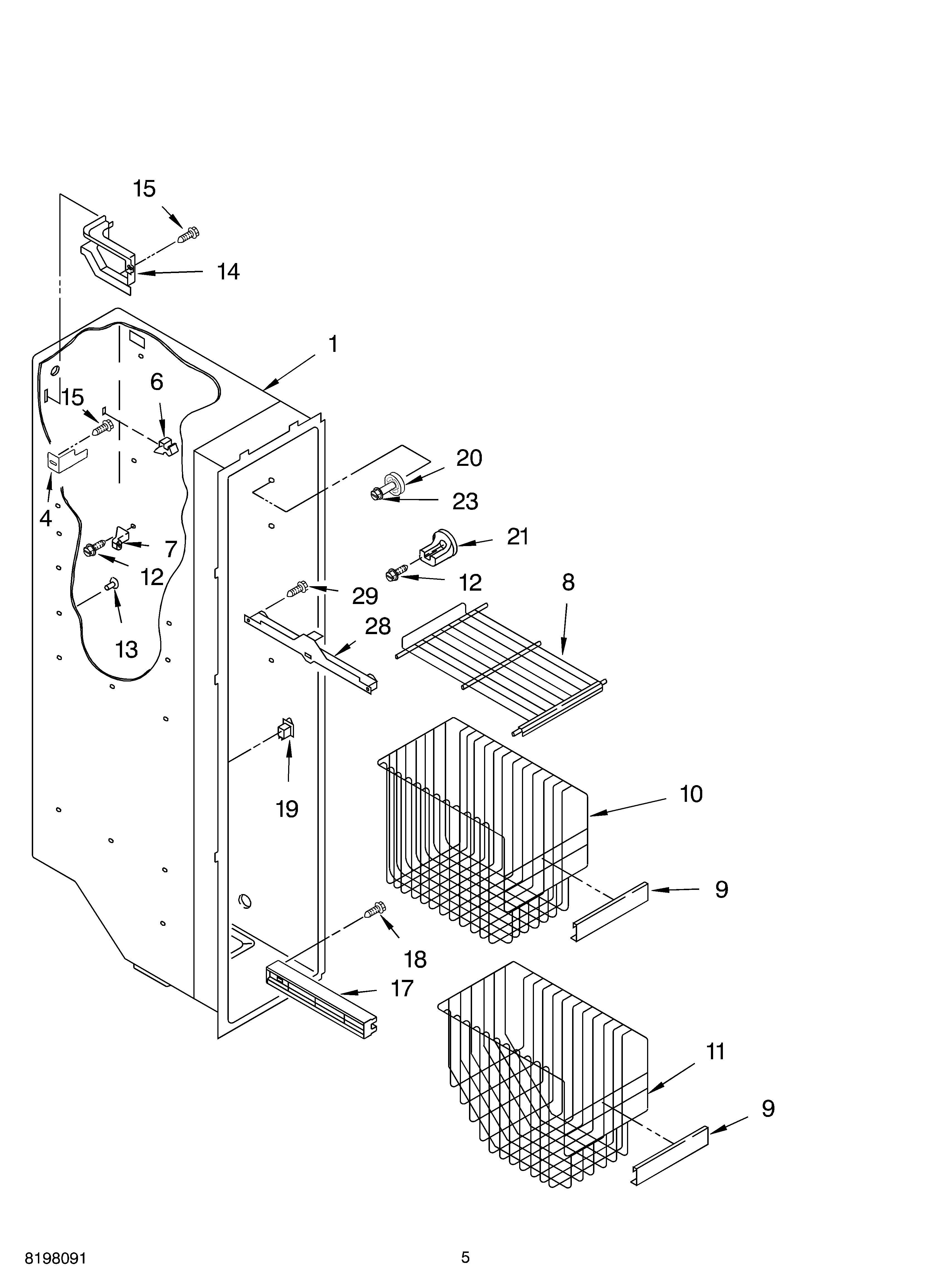 Whirlpool GS2SHGXLS00 freezer liner diagram