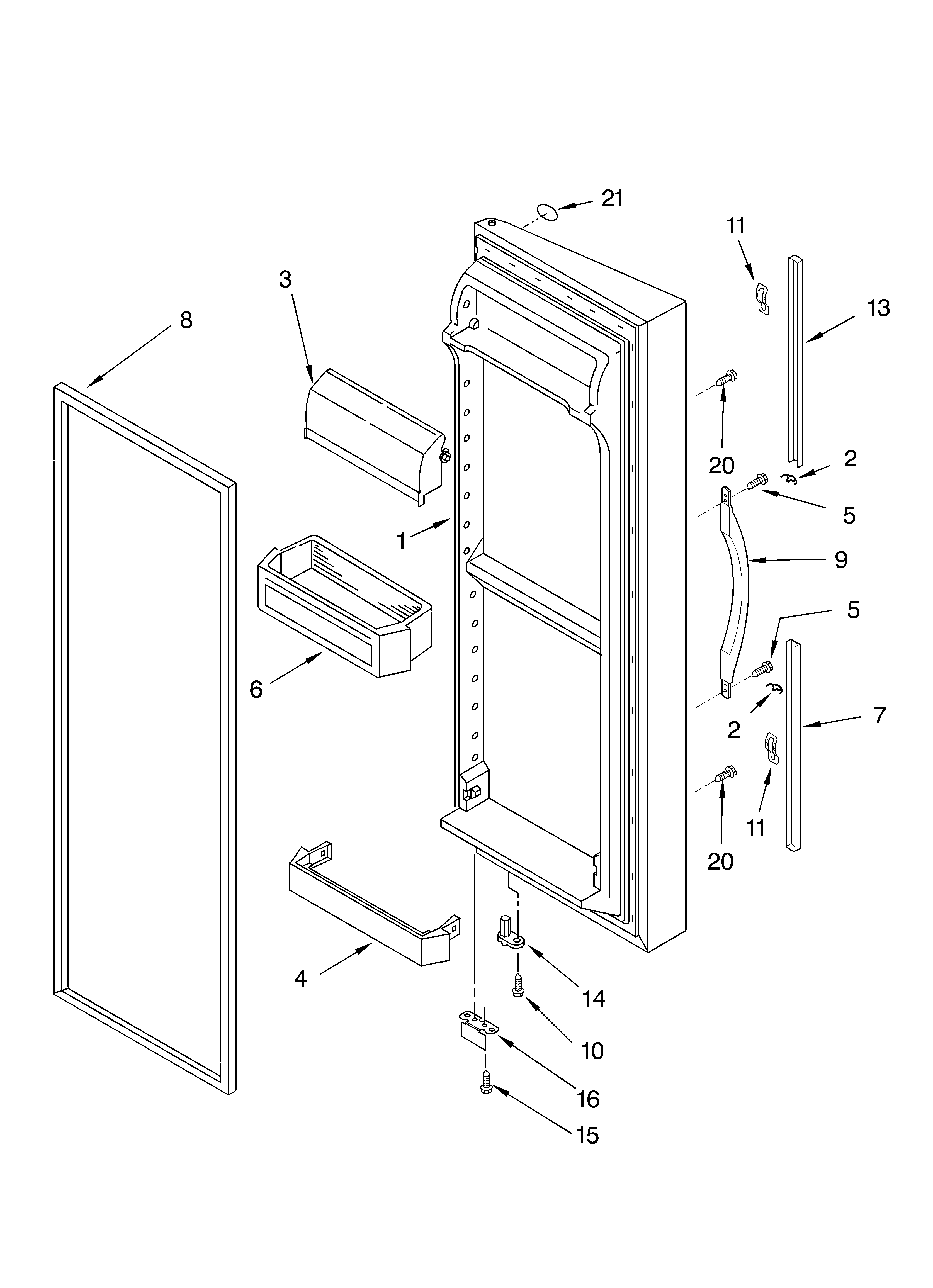 Whirlpool GS2SHAXLL02 refrigerator door diagram