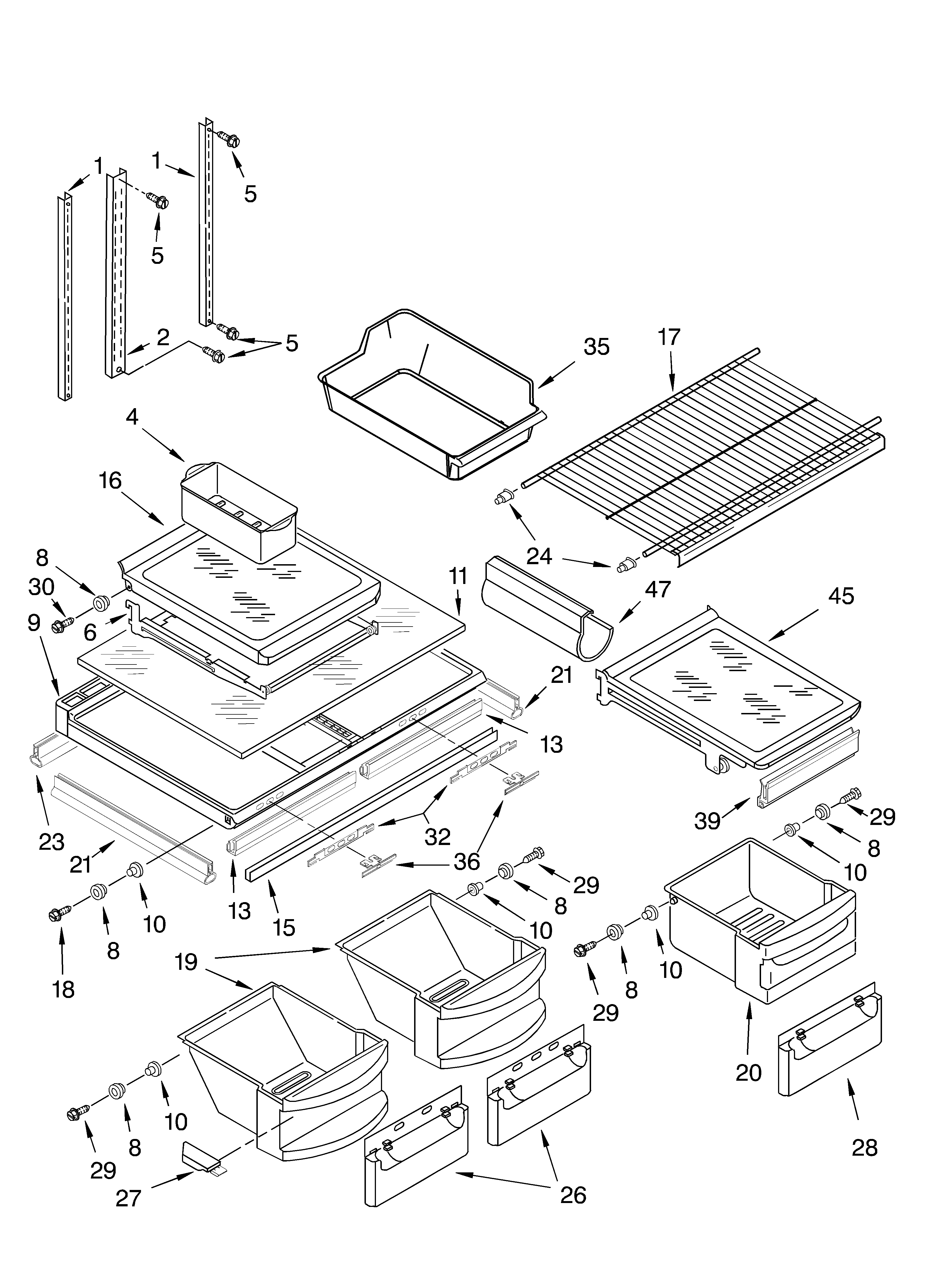 KitchenAid KTLA22ELSS00 shelf diagram