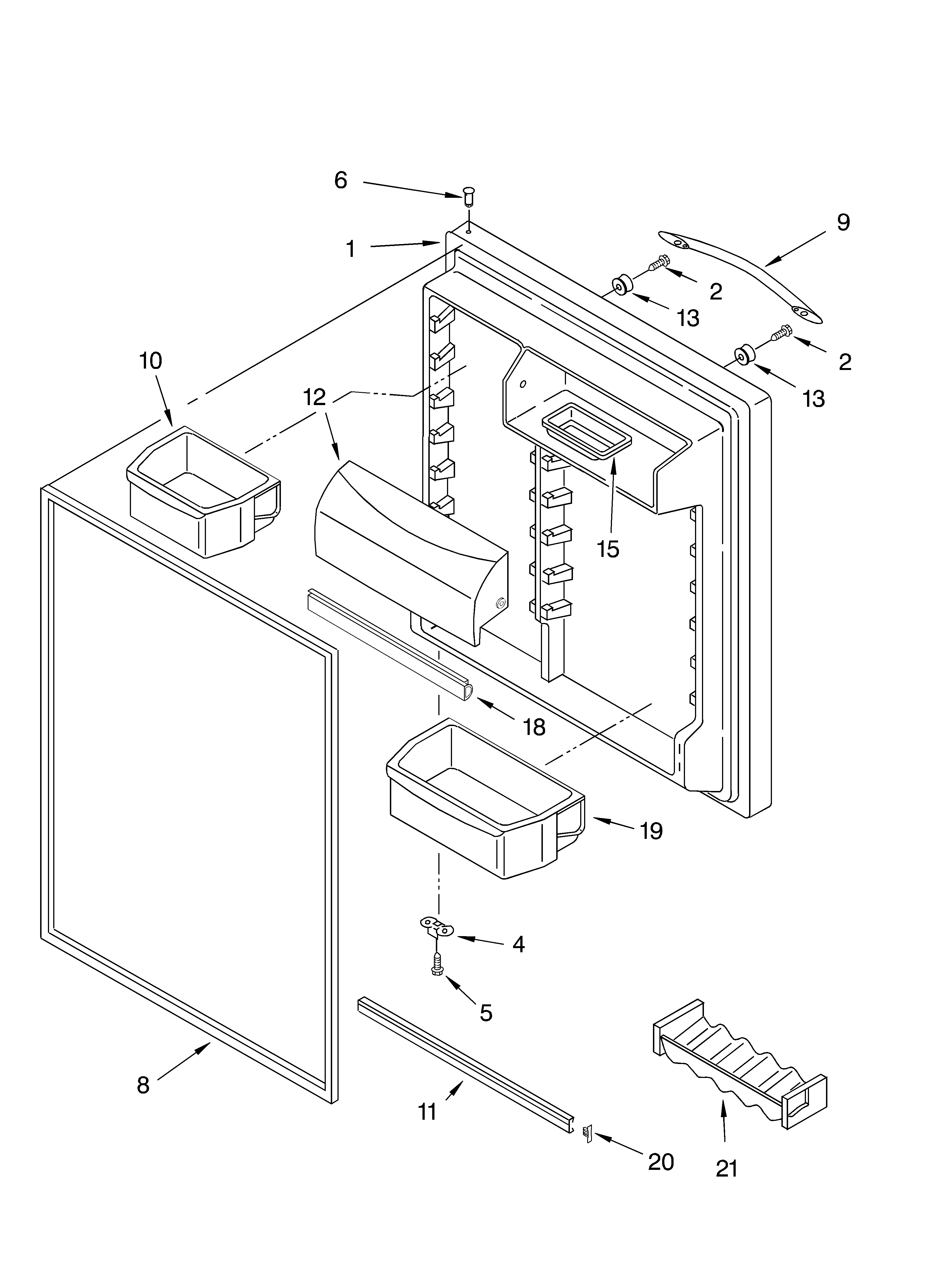 KitchenAid KTLA22ELSS00 refrigerator door diagram