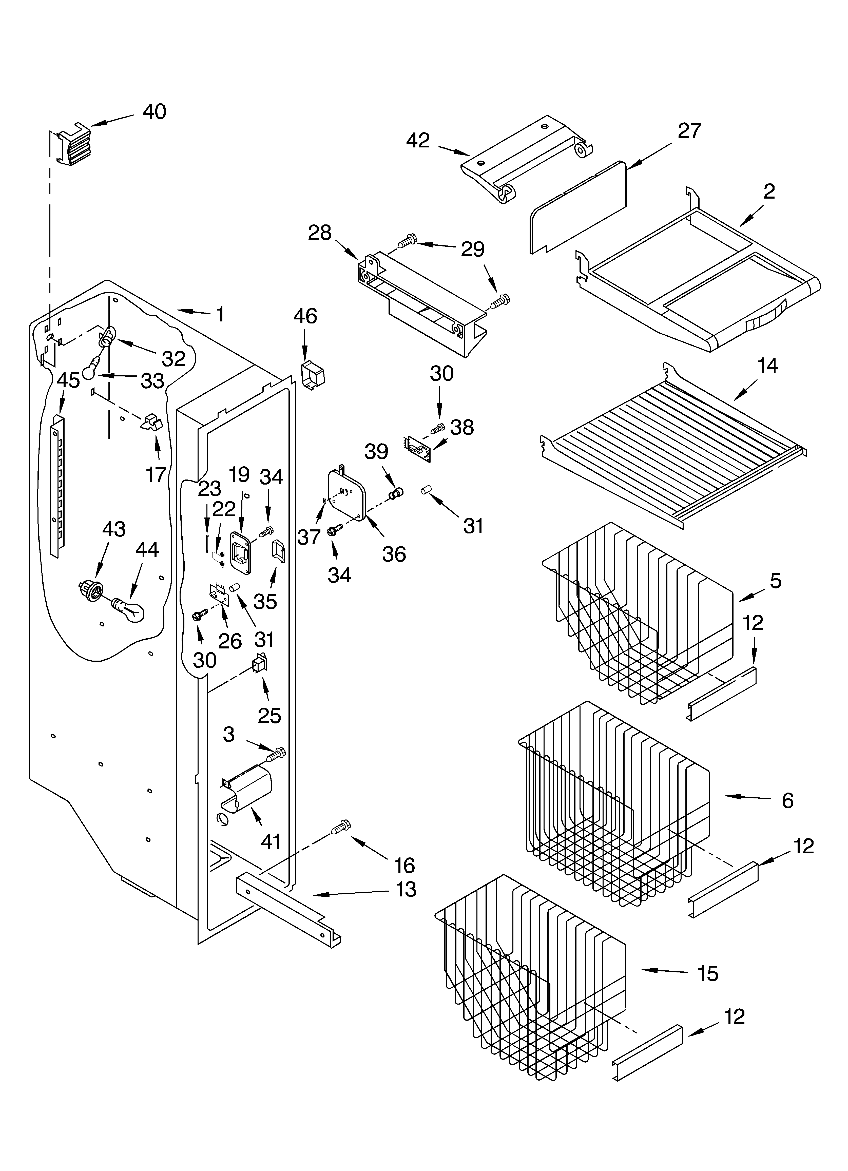 Whirlpool GS6SHAXLQ02 freezer liner diagram