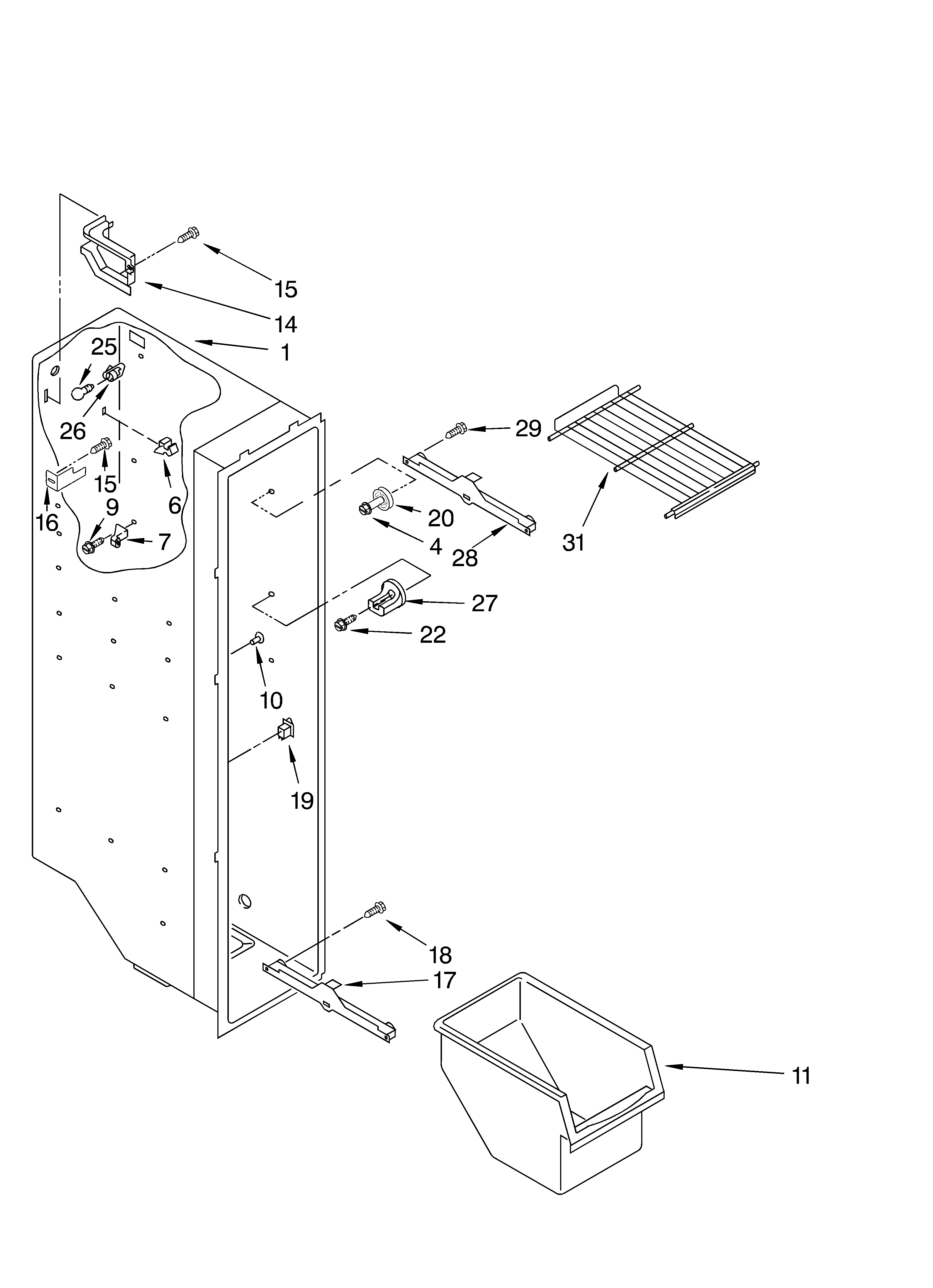 Whirlpool ED2FHEXLQ00 freezer liner diagram