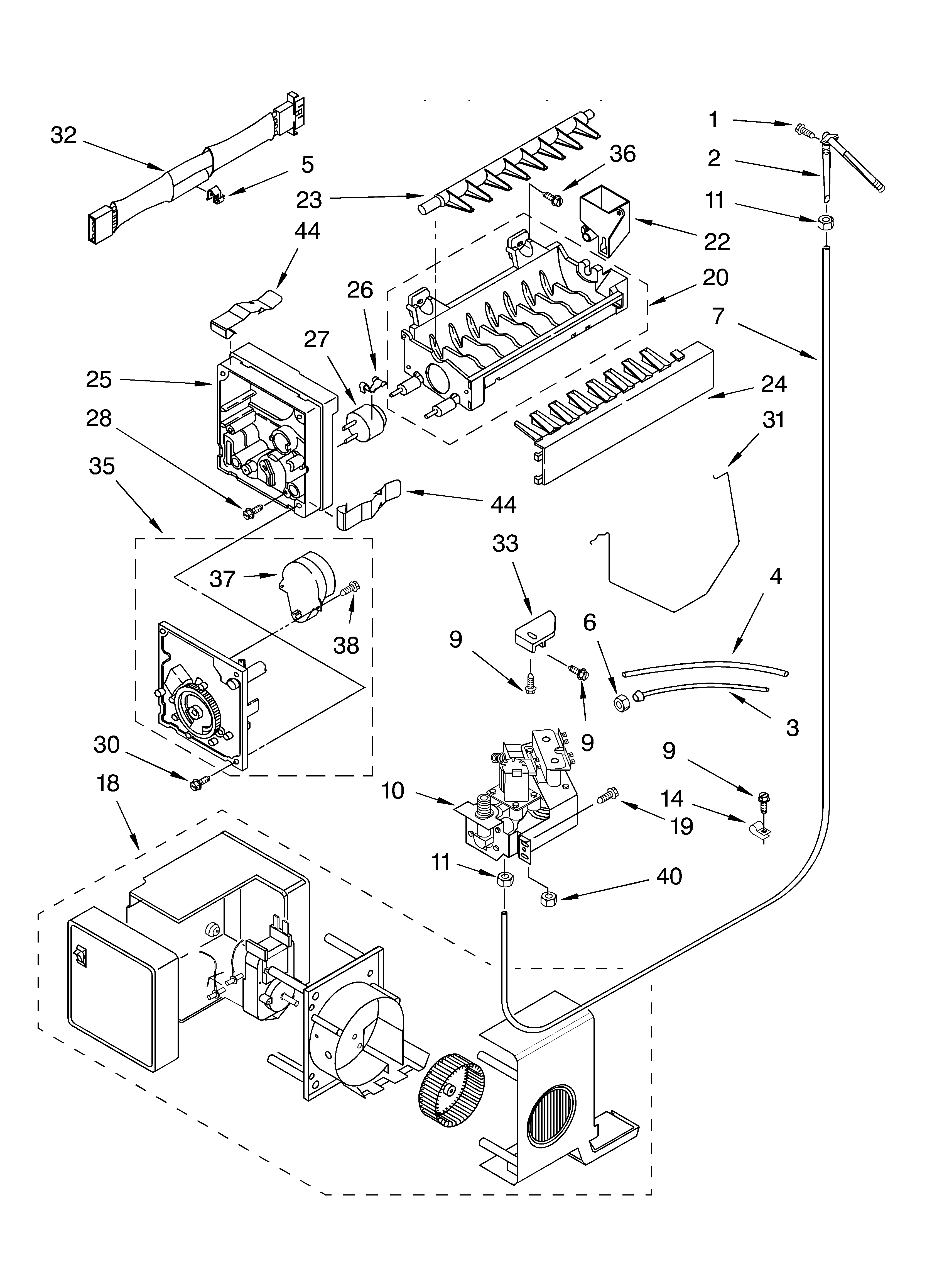 Whirlpool ED2FHEXLQ00 ice maker/optional diagram