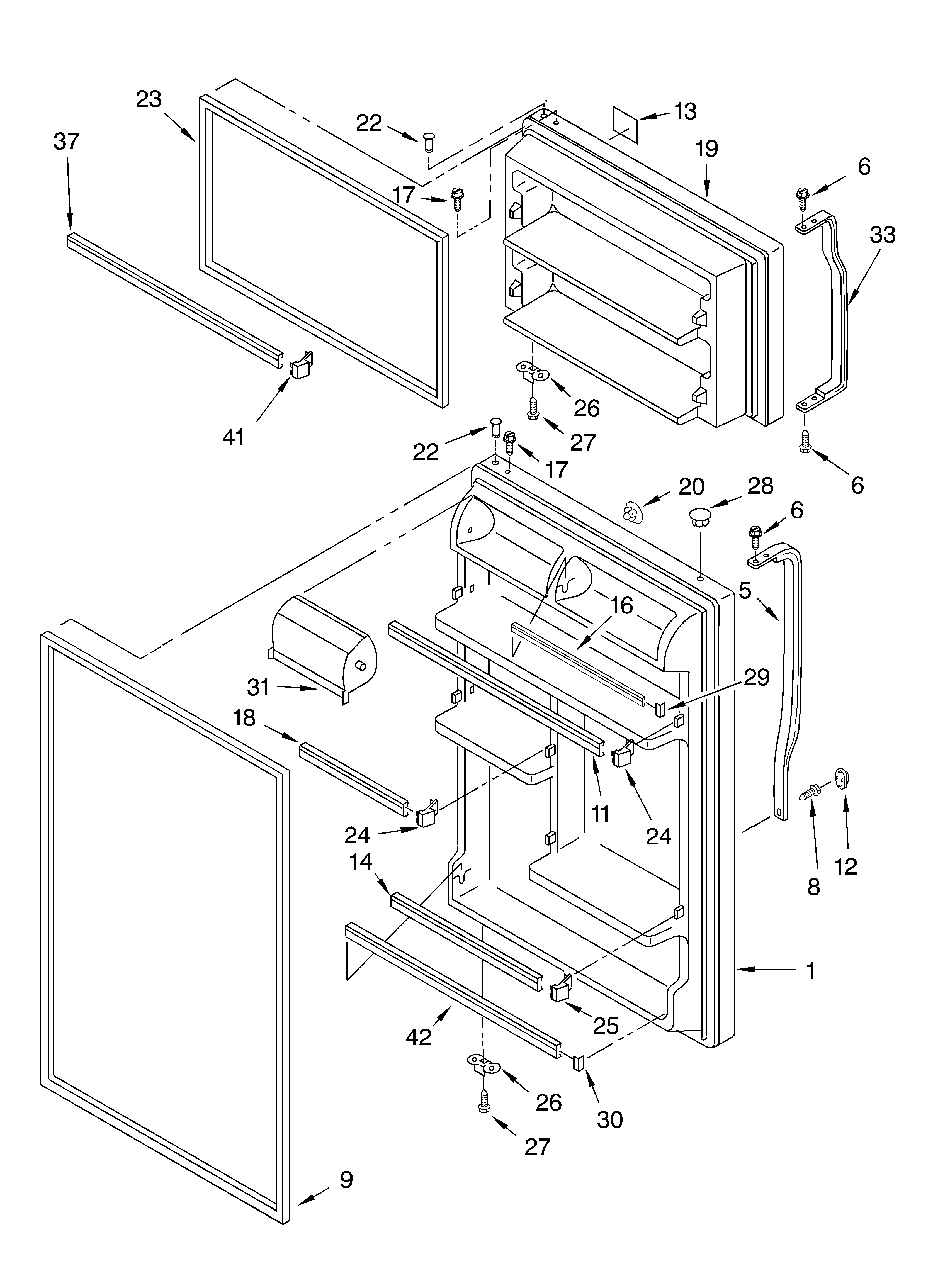 Roper RT21LMXKT01 door diagram