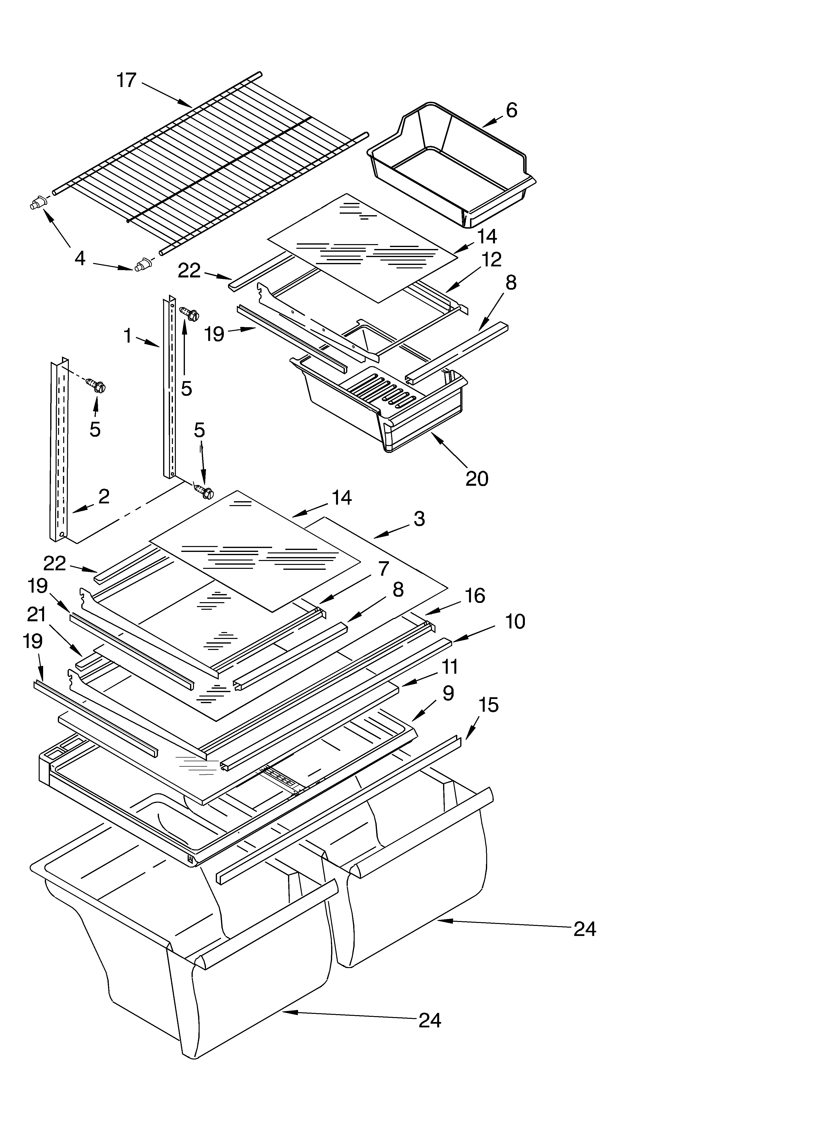 Roper RT21LMXKT01 shelf/optional diagram