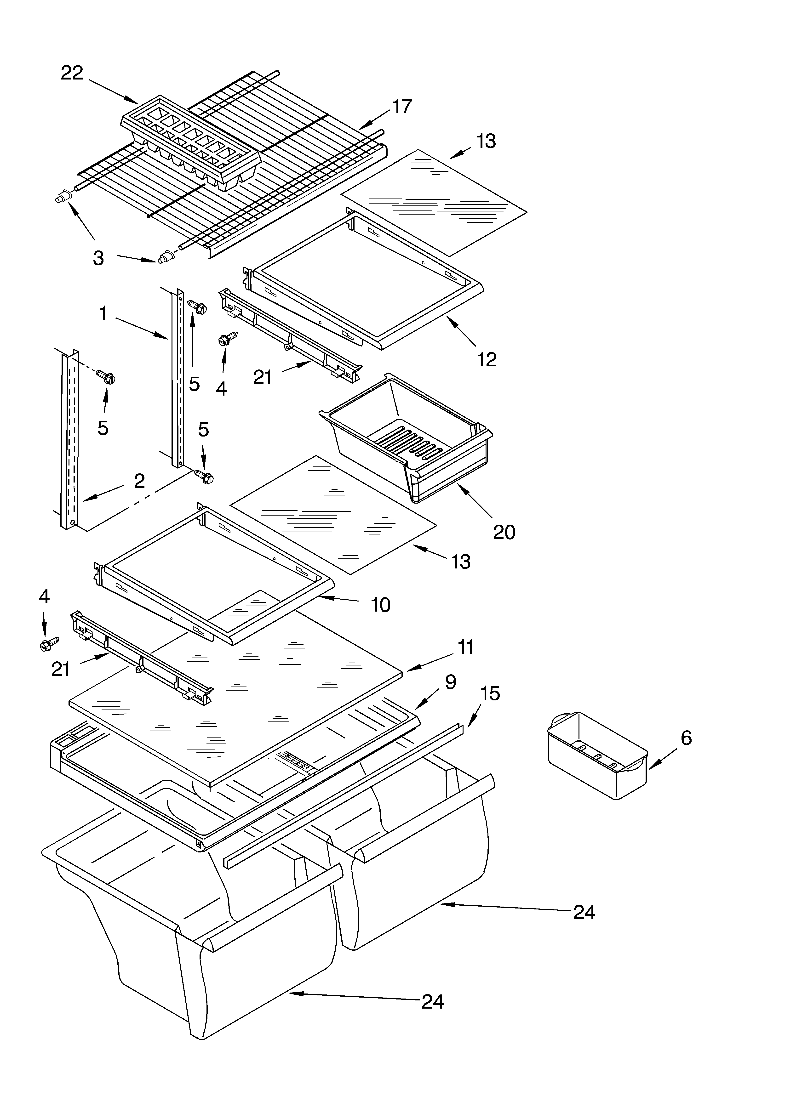 Whirlpool ET1FTEXLT00 shelf/optional diagram