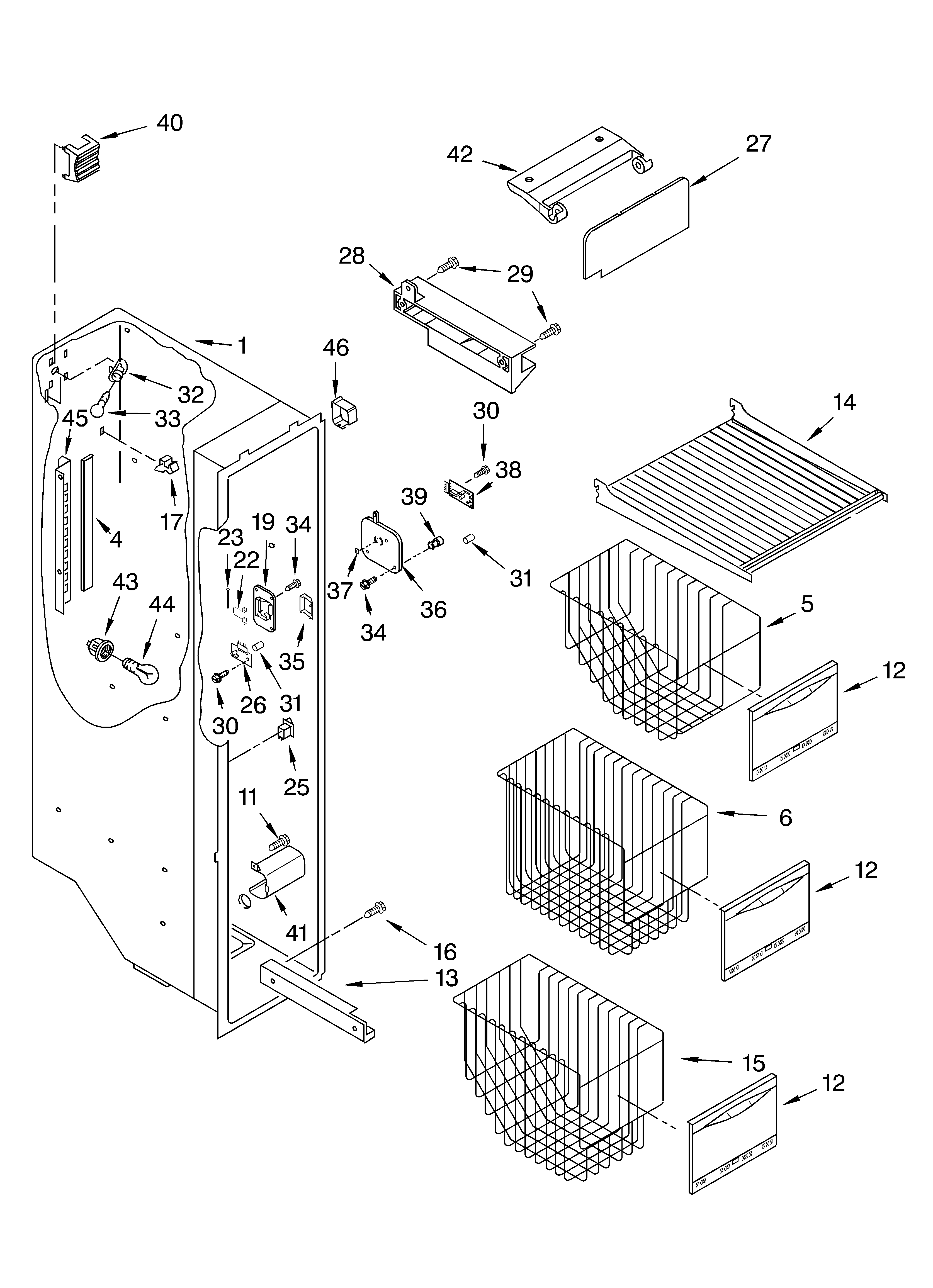 KitchenAid KSRS27ILWH00 freezer liner diagram