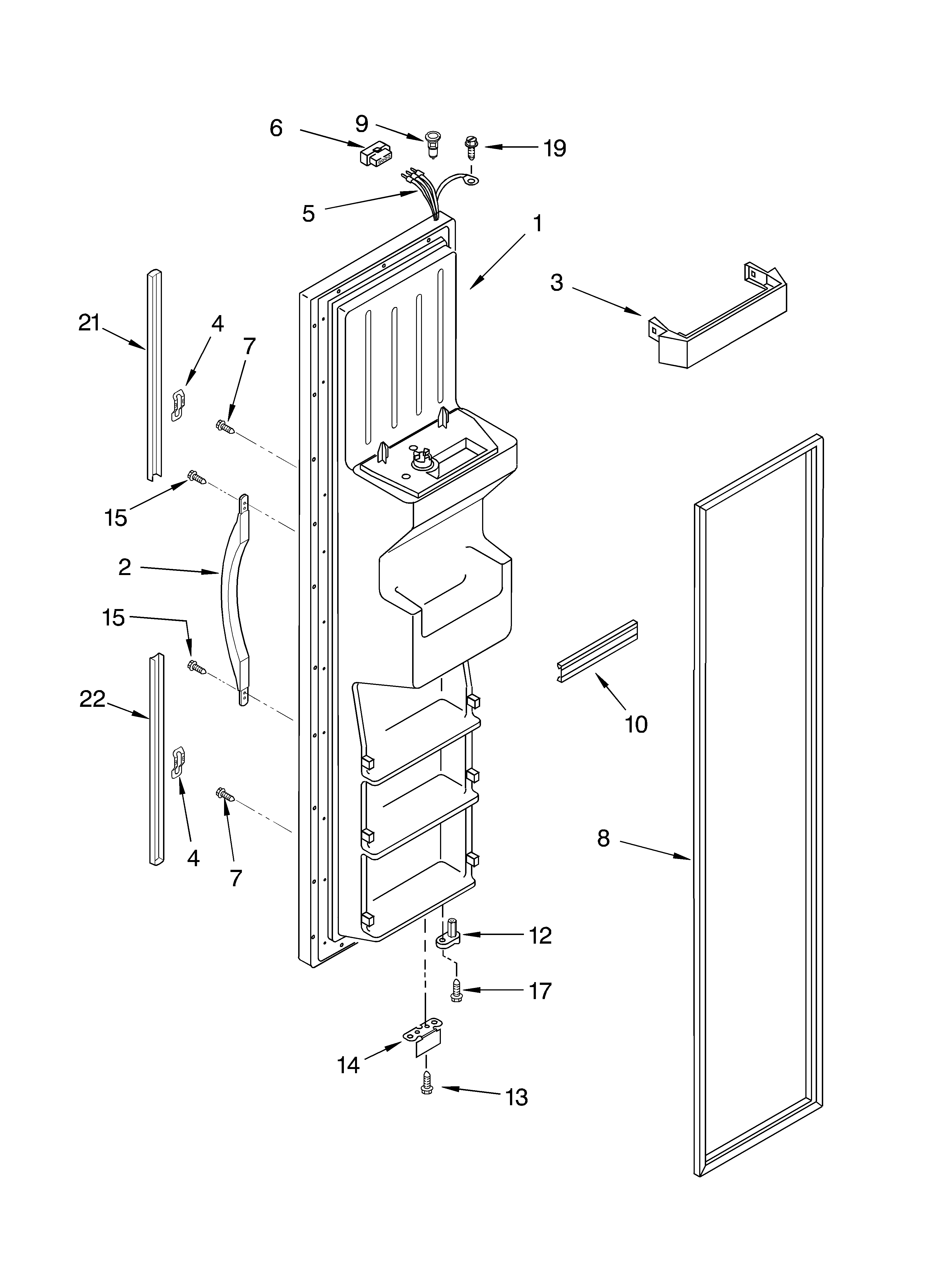Whirlpool GC5SHAXLQ01 freezer door diagram