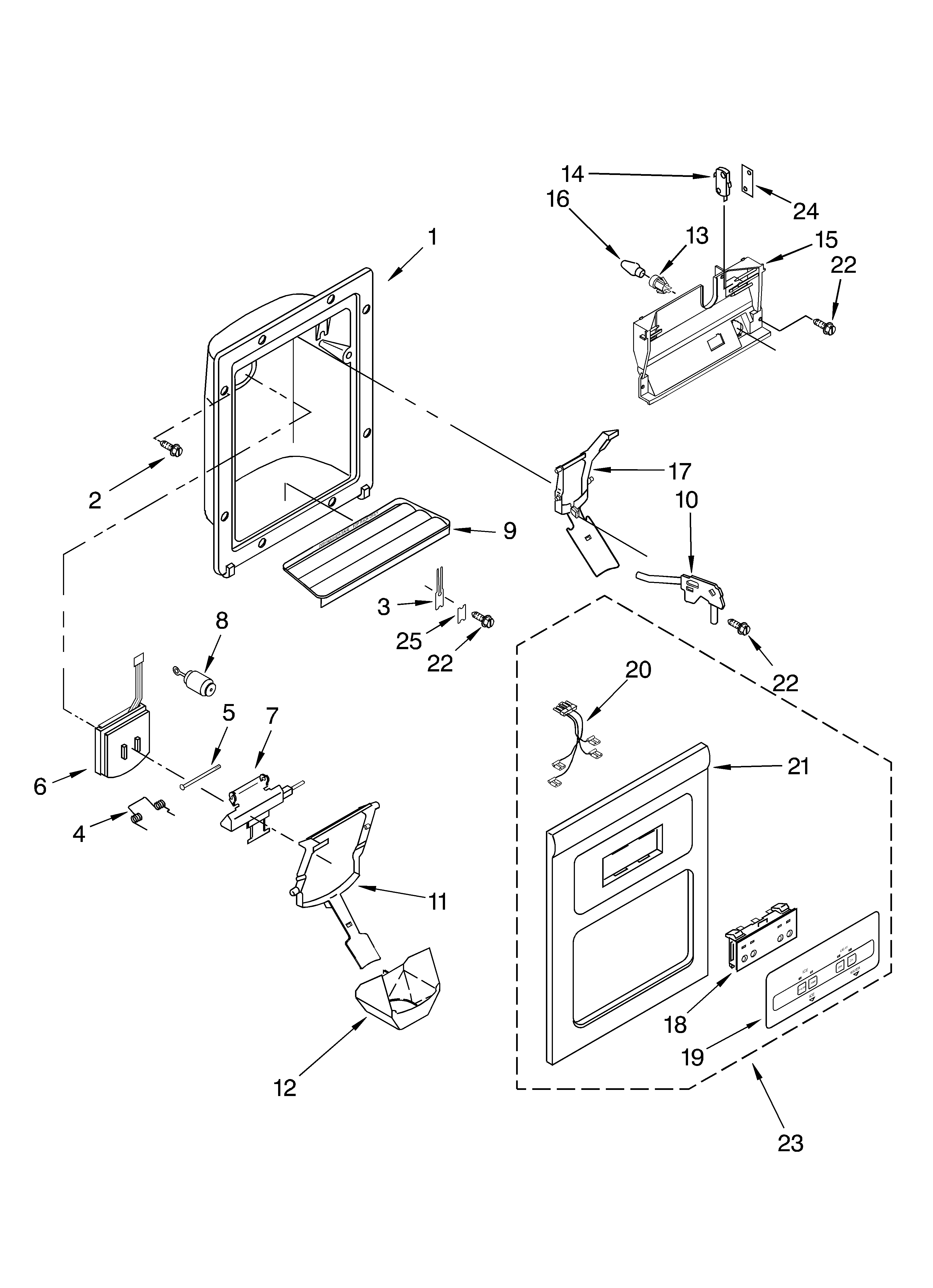 Whirlpool GC5SHAXLQ01 dispenser front diagram