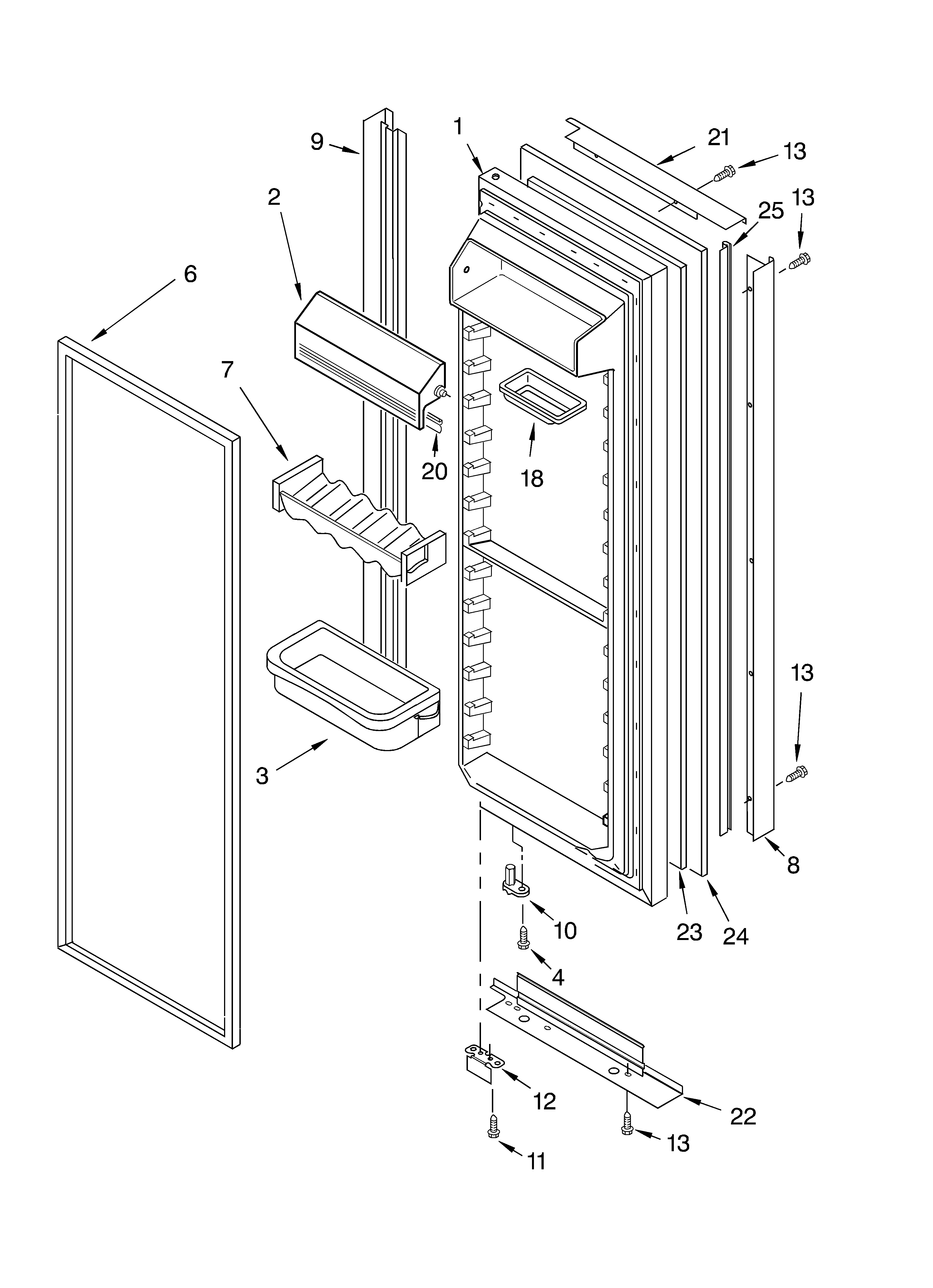 KitchenAid KSRS25FKSS02 refrigerator door diagram