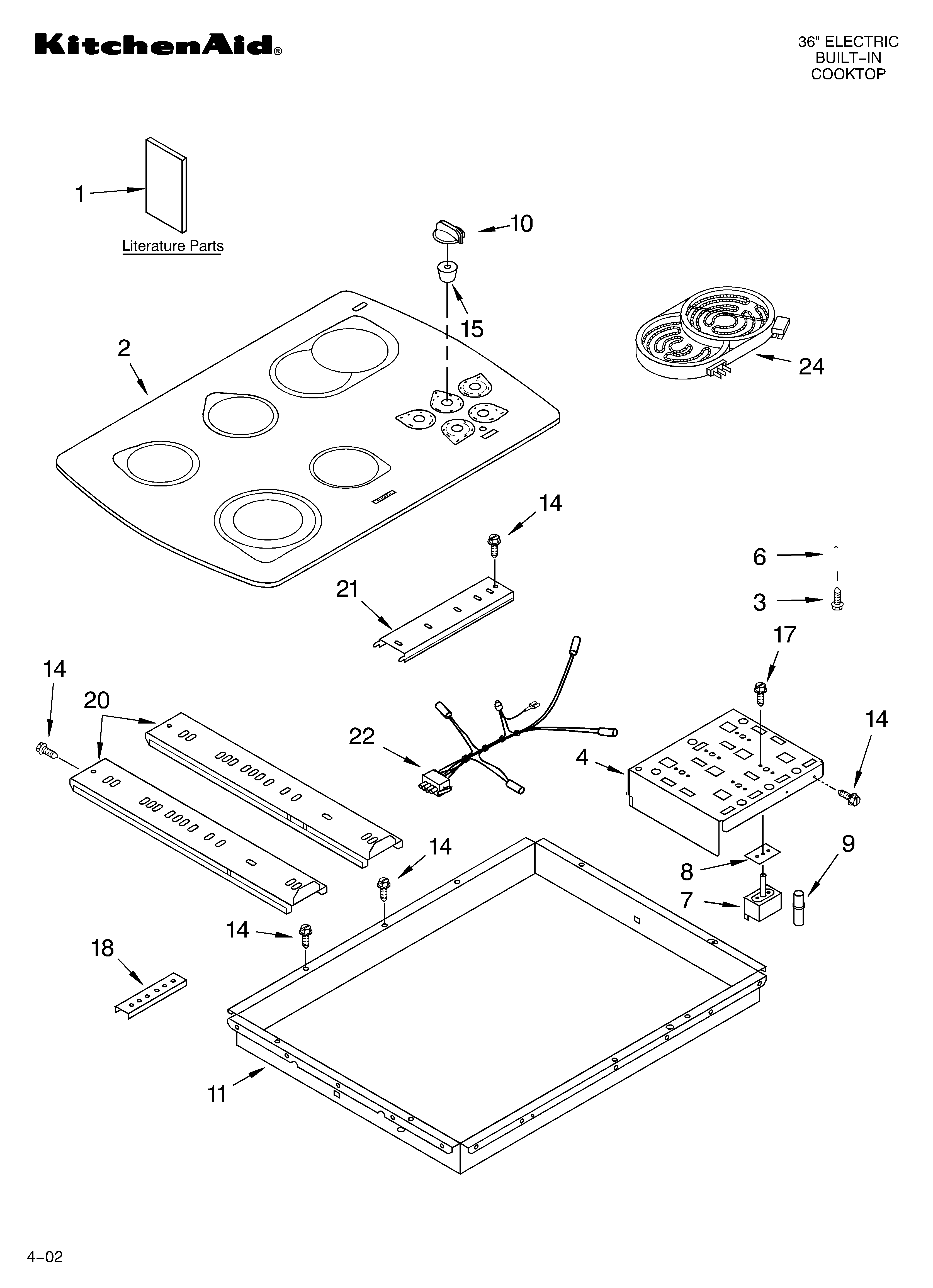 KitchenAid KECC562GBT4 cooktop/literature diagram