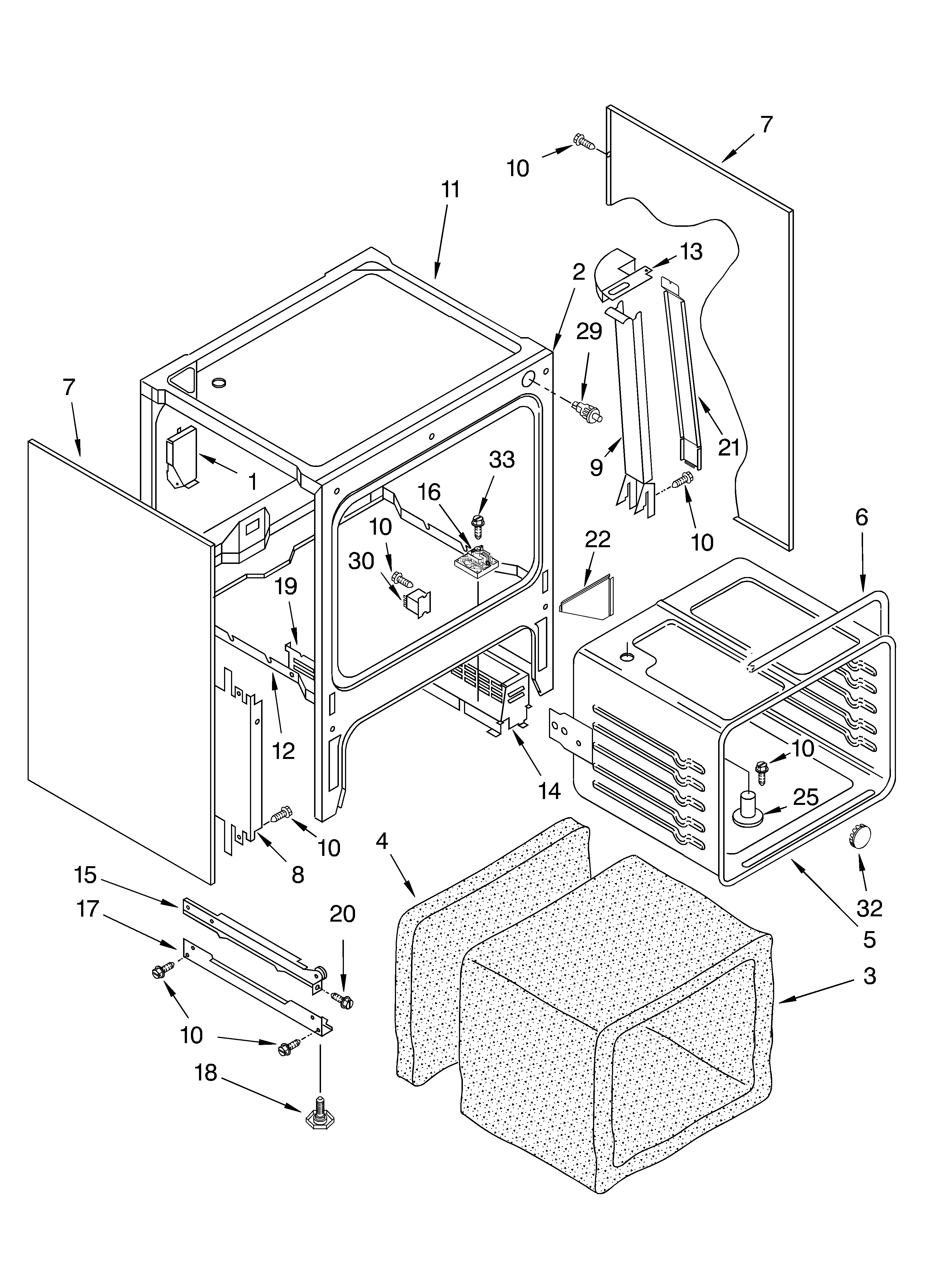 KitchenAid KERC601HBL8 oven chassis diagram