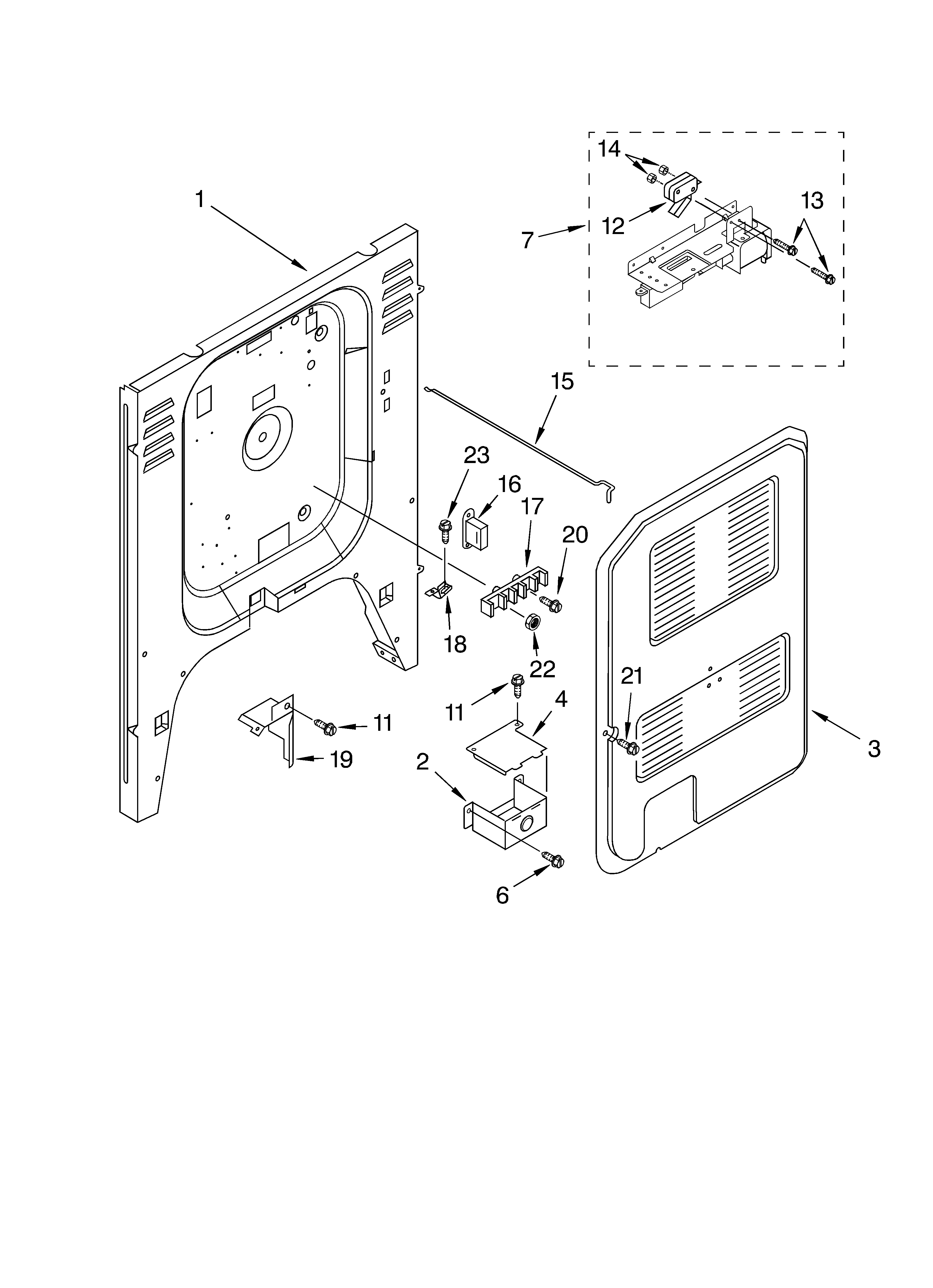 KitchenAid KERC607HBS8 rear chassis diagram