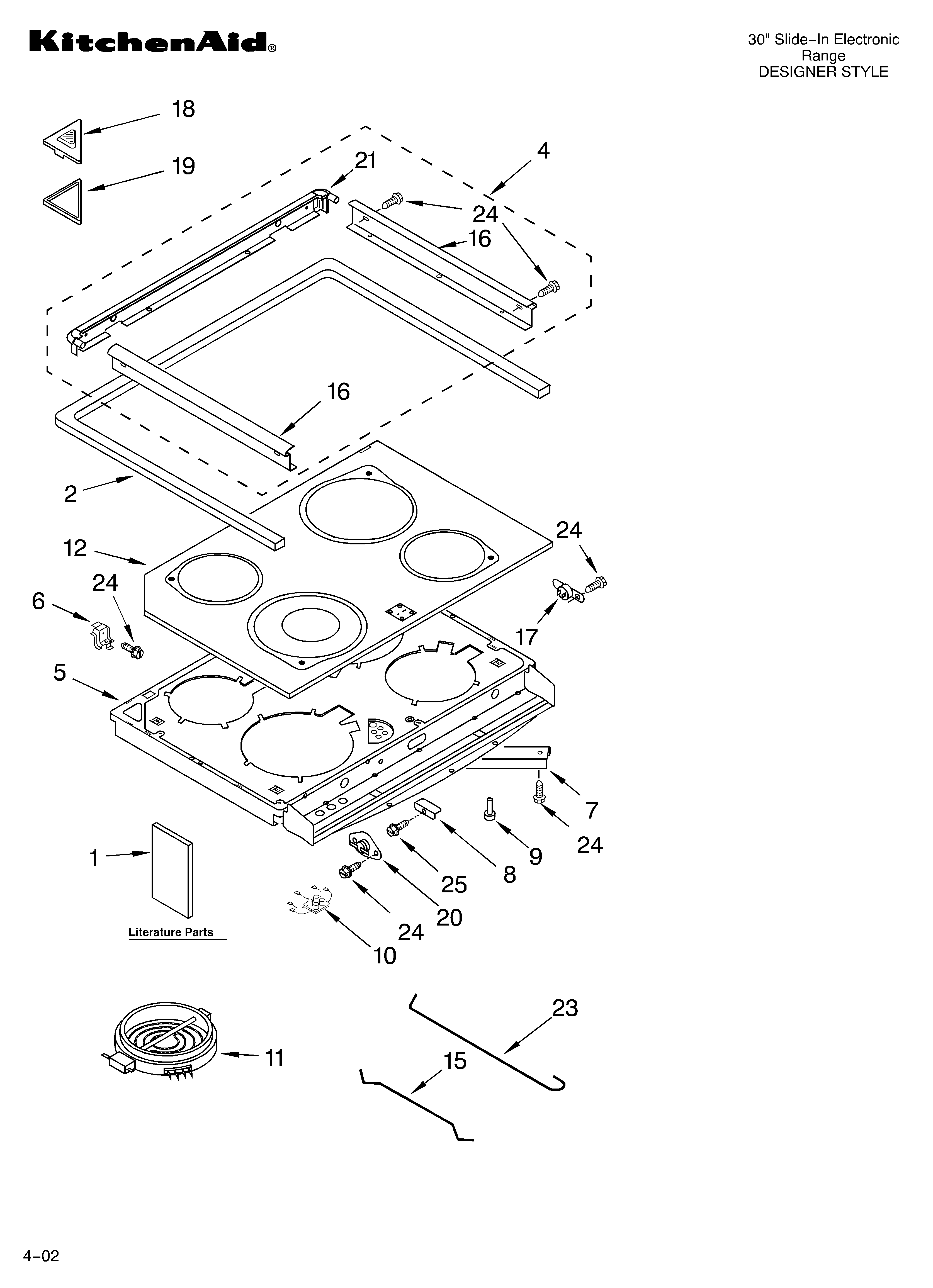 KitchenAid KESC300HBL8 cooktop/literature diagram