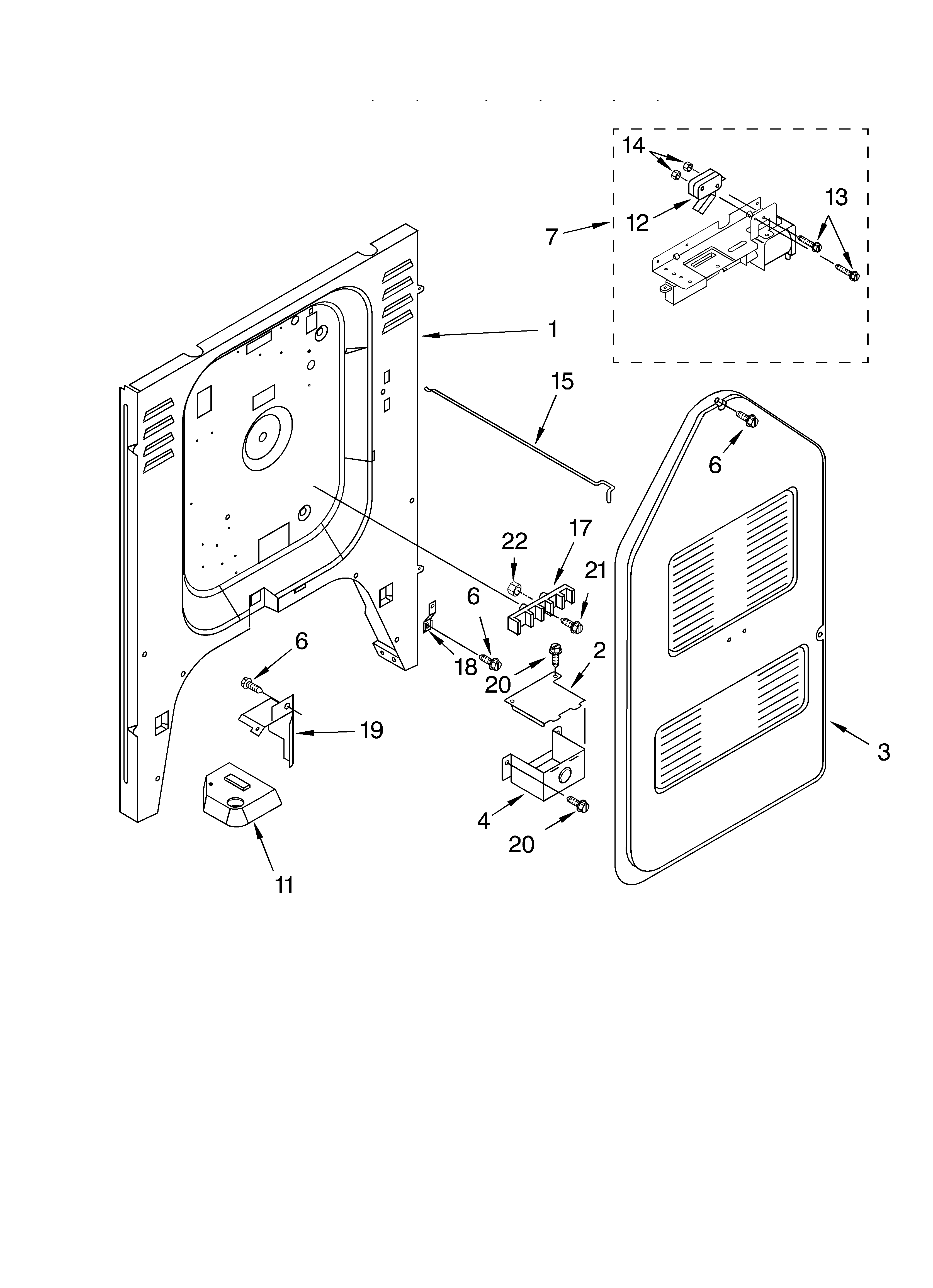 KitchenAid KESC300HBL8 rear chassis diagram