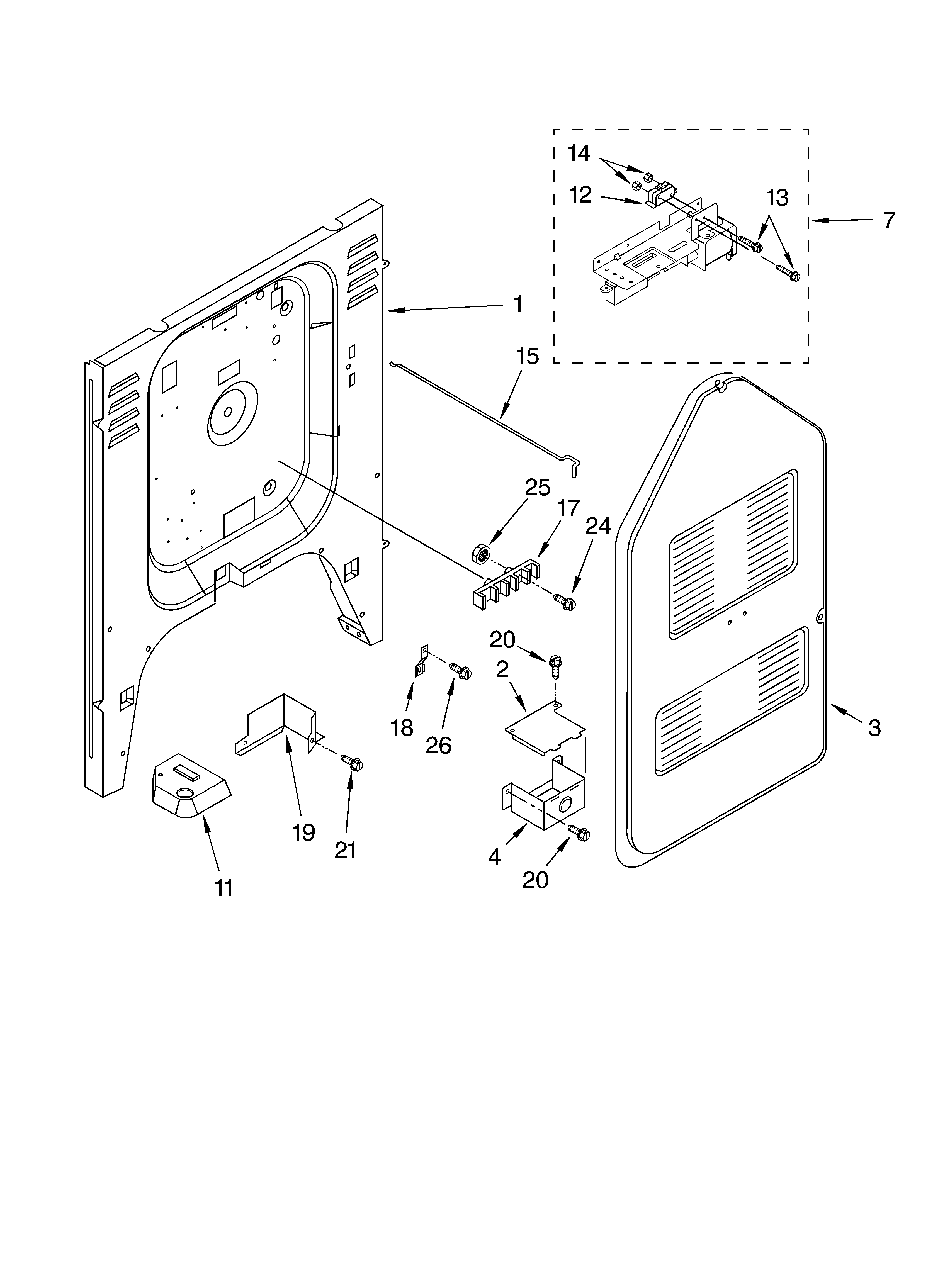 KitchenAid KESC307HBL8 rear chassis diagram