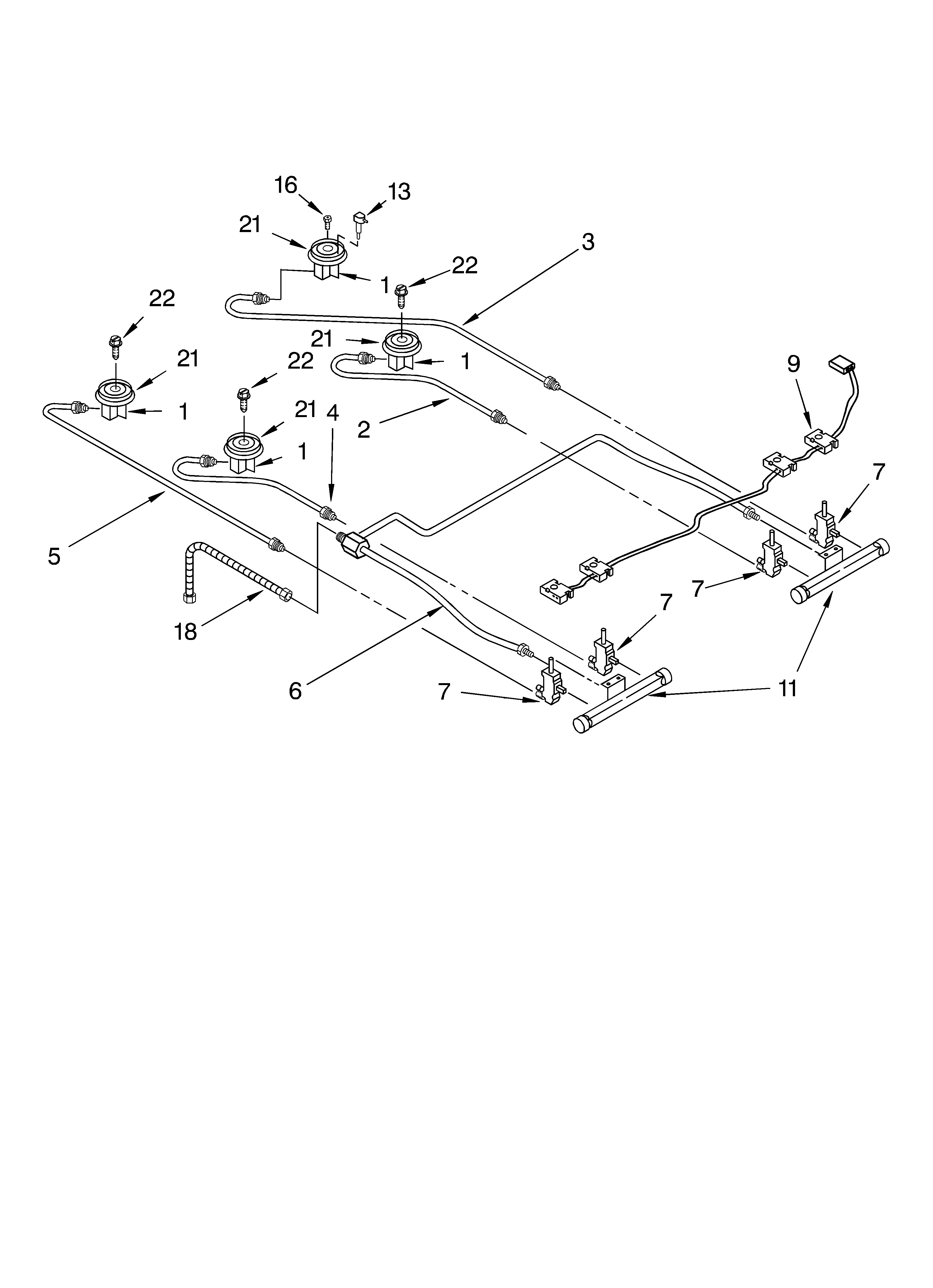 KitchenAid KGST307HBL8 cooktop burner diagram